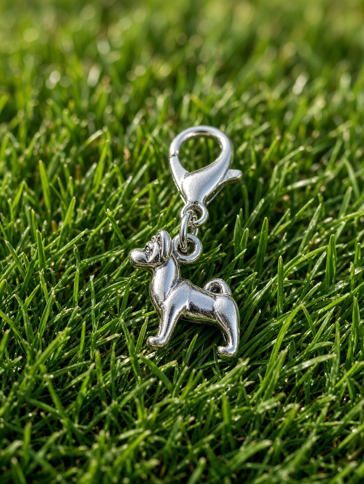 Handcrafted Mini Akita Dog Charm Sterling Silver
