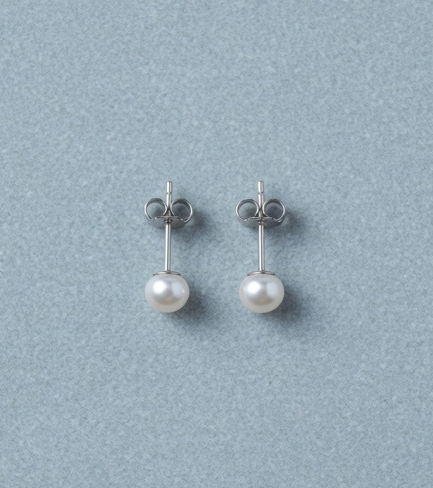 Timeless 4mm Sterling Silver White Ball Stud Earrings