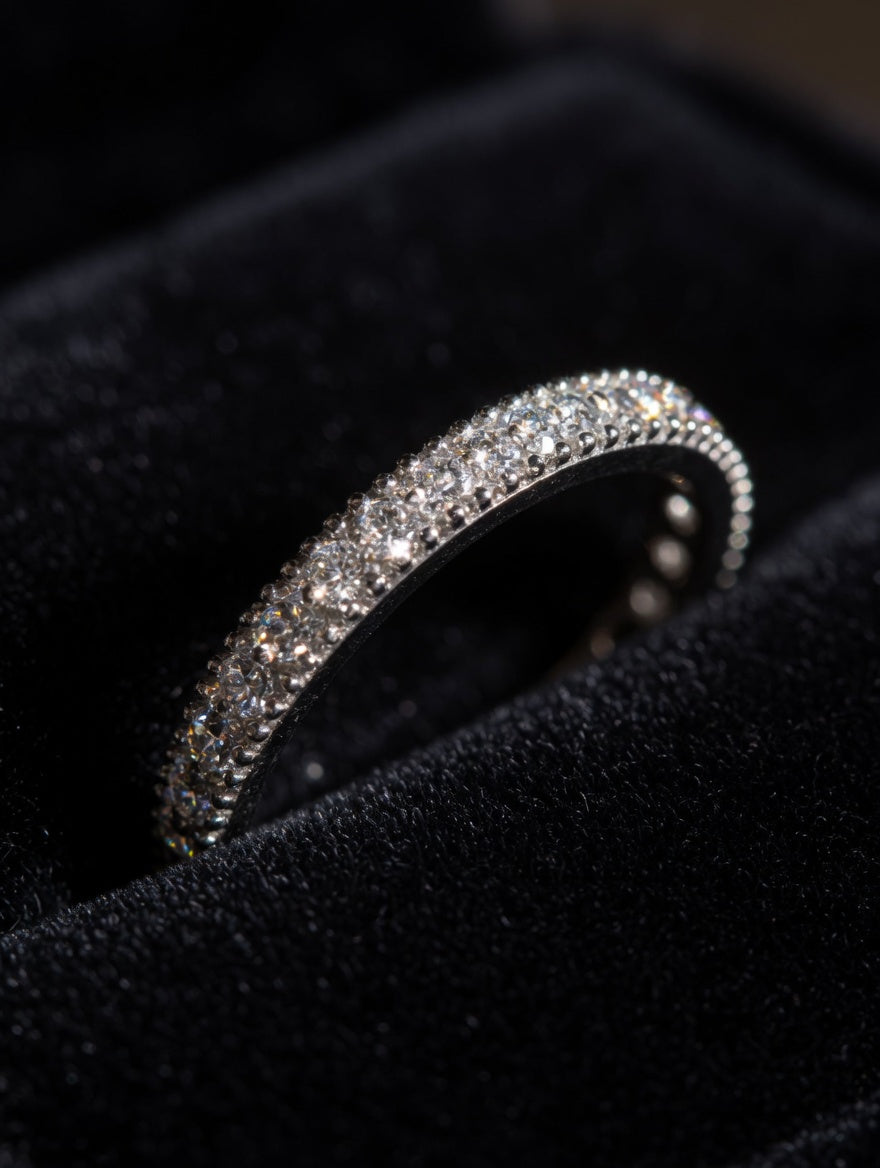 Sterling Silver Pavé CZ Simplistic & Dazzling Eternity Ring Size 10