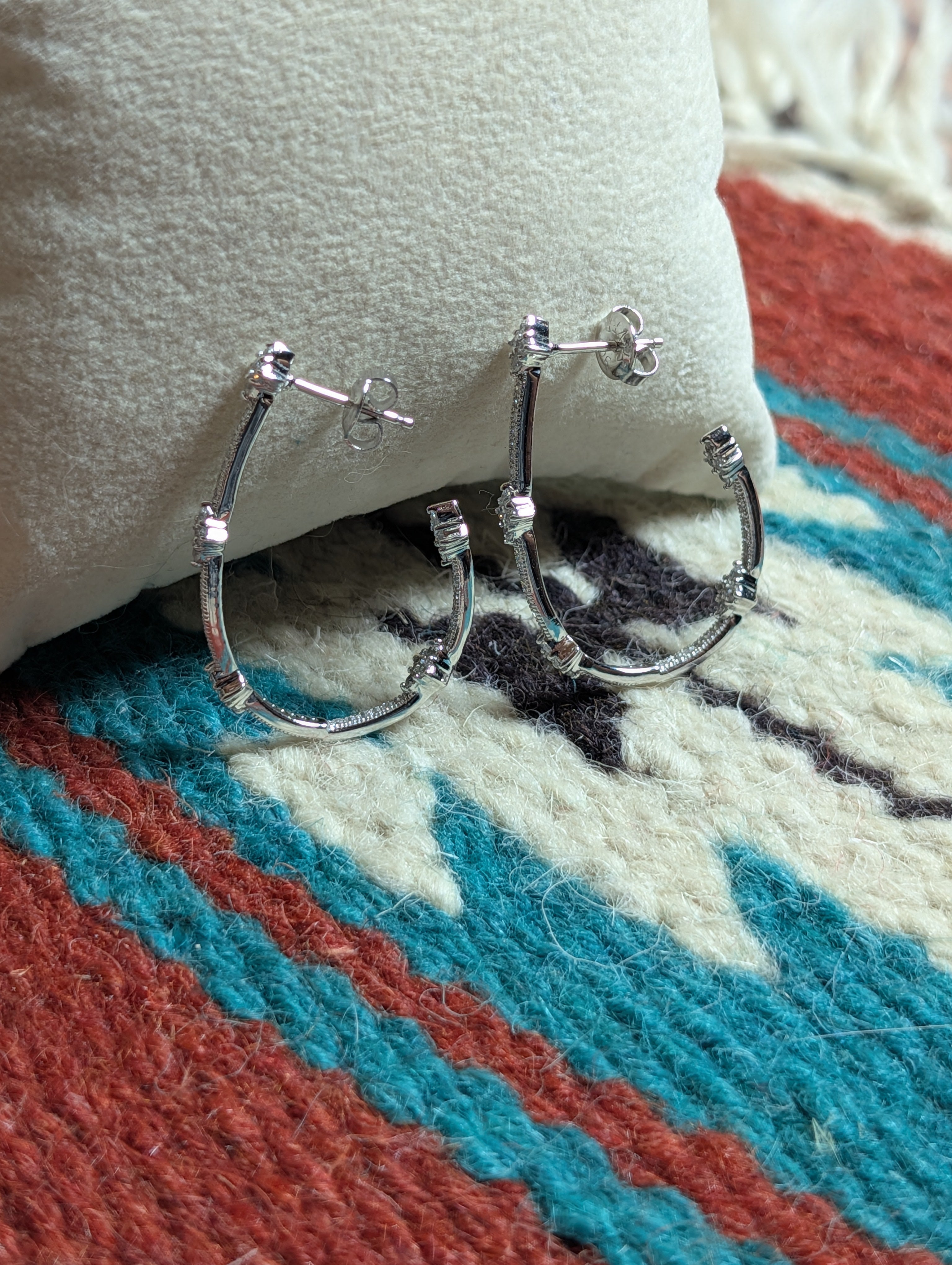 Half-Hoop CZ Sterling Silver Earrings
