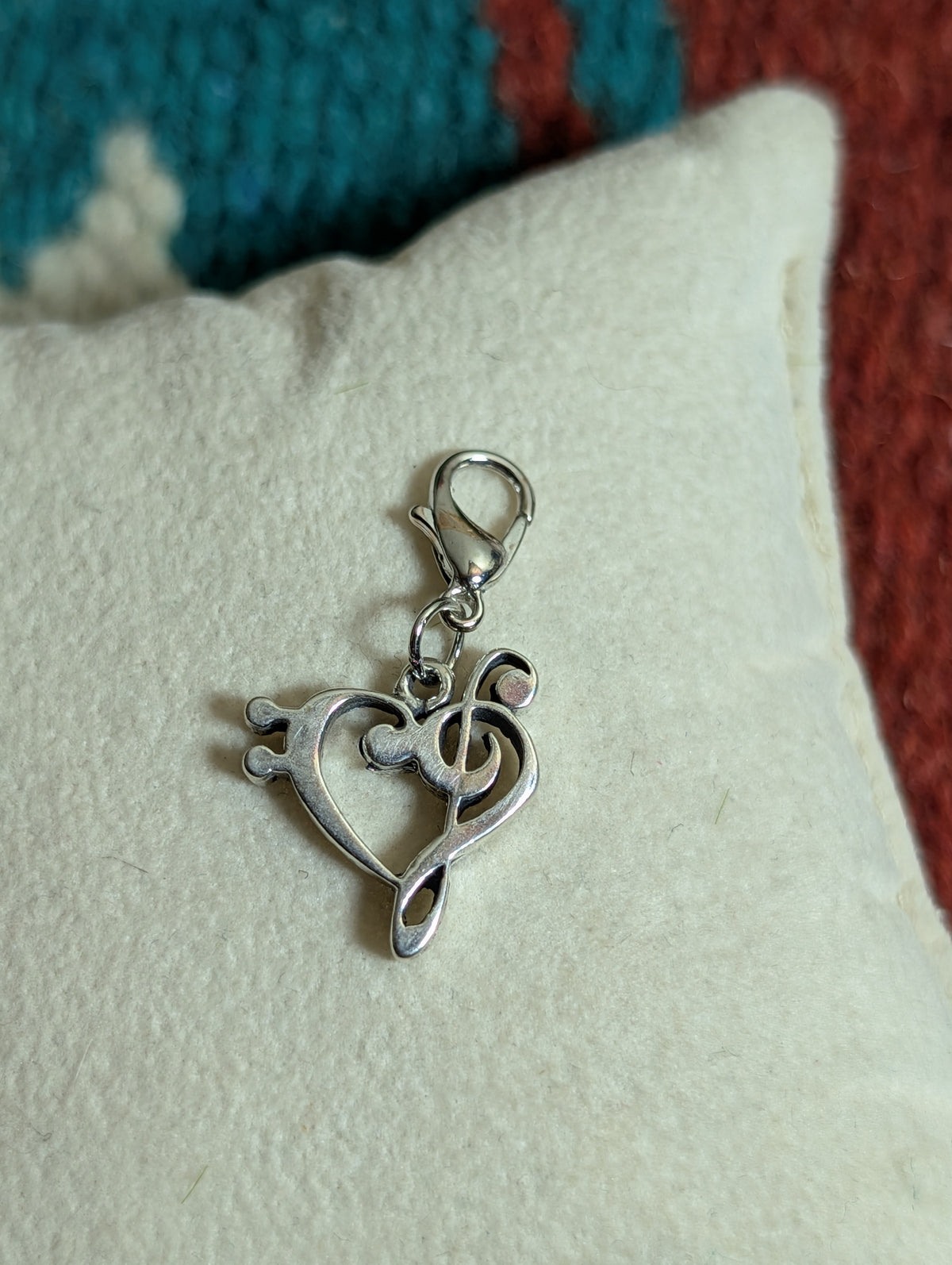 Handcrafted Heart Shaped Bass Note Charm Music Sterling Silver