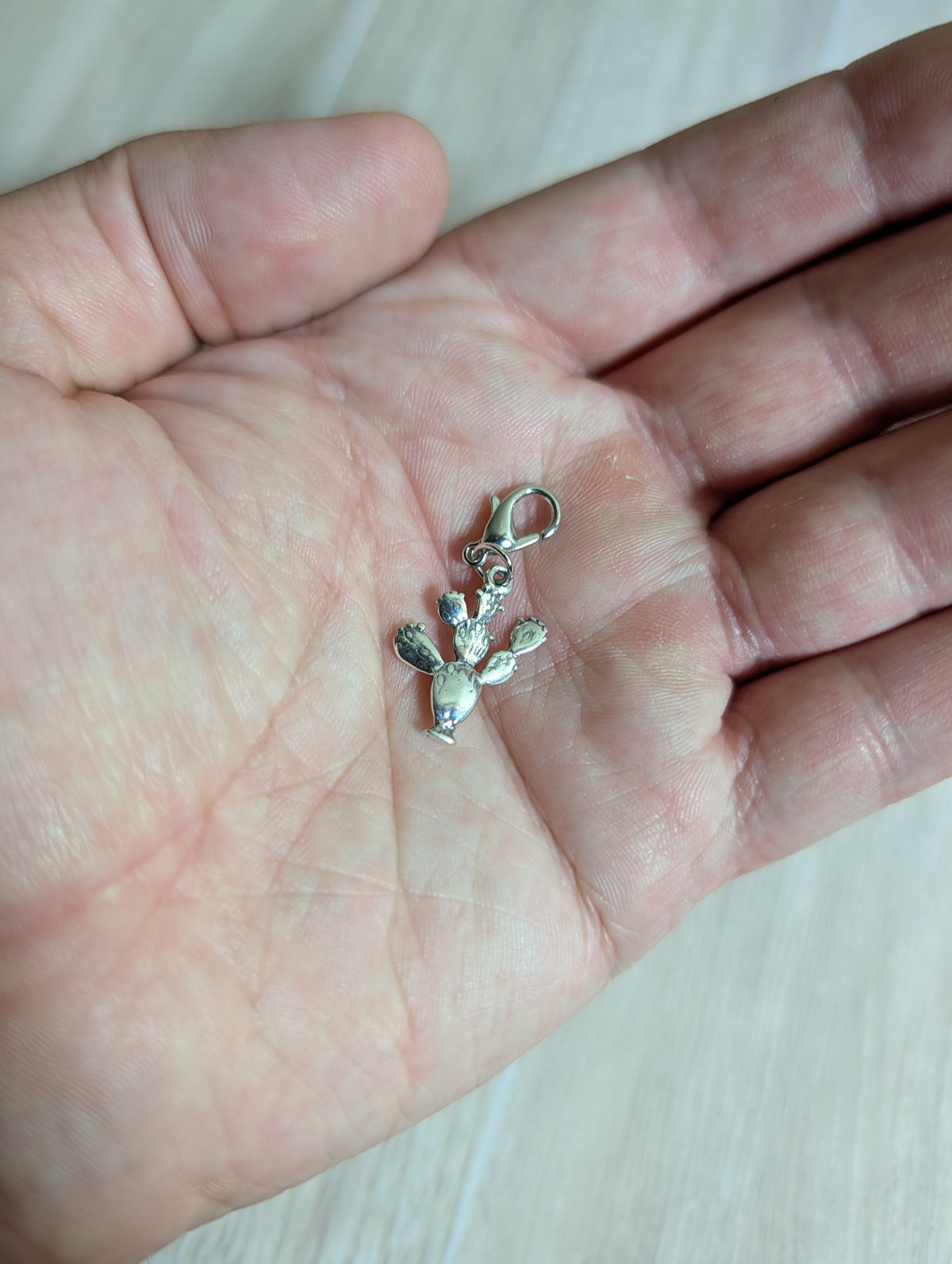 Handcrafted Small Prickly Pear Cactus Charm Sterling Silver Western Style