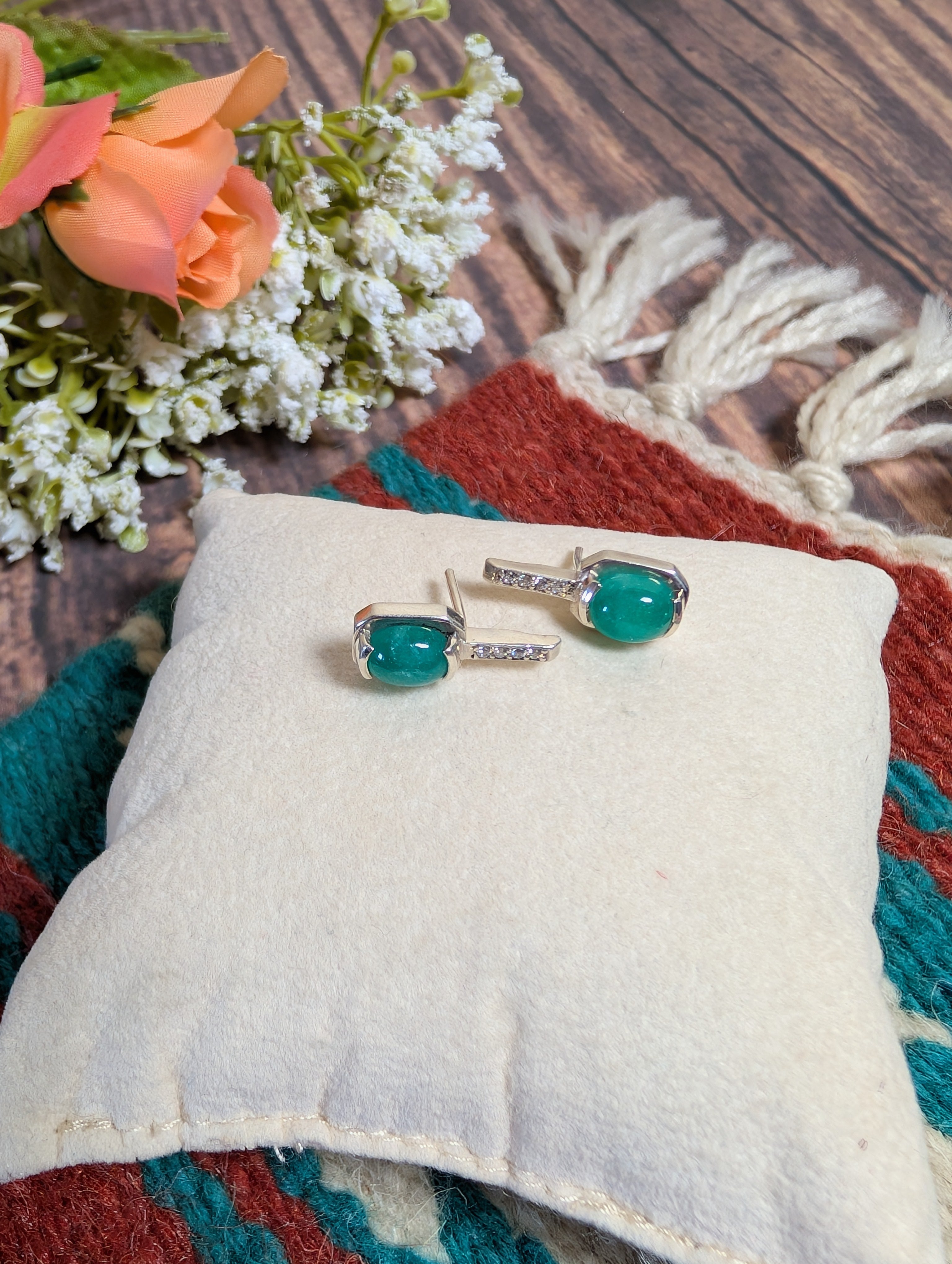 Emerald Earrings in Sterling silver set 6B
