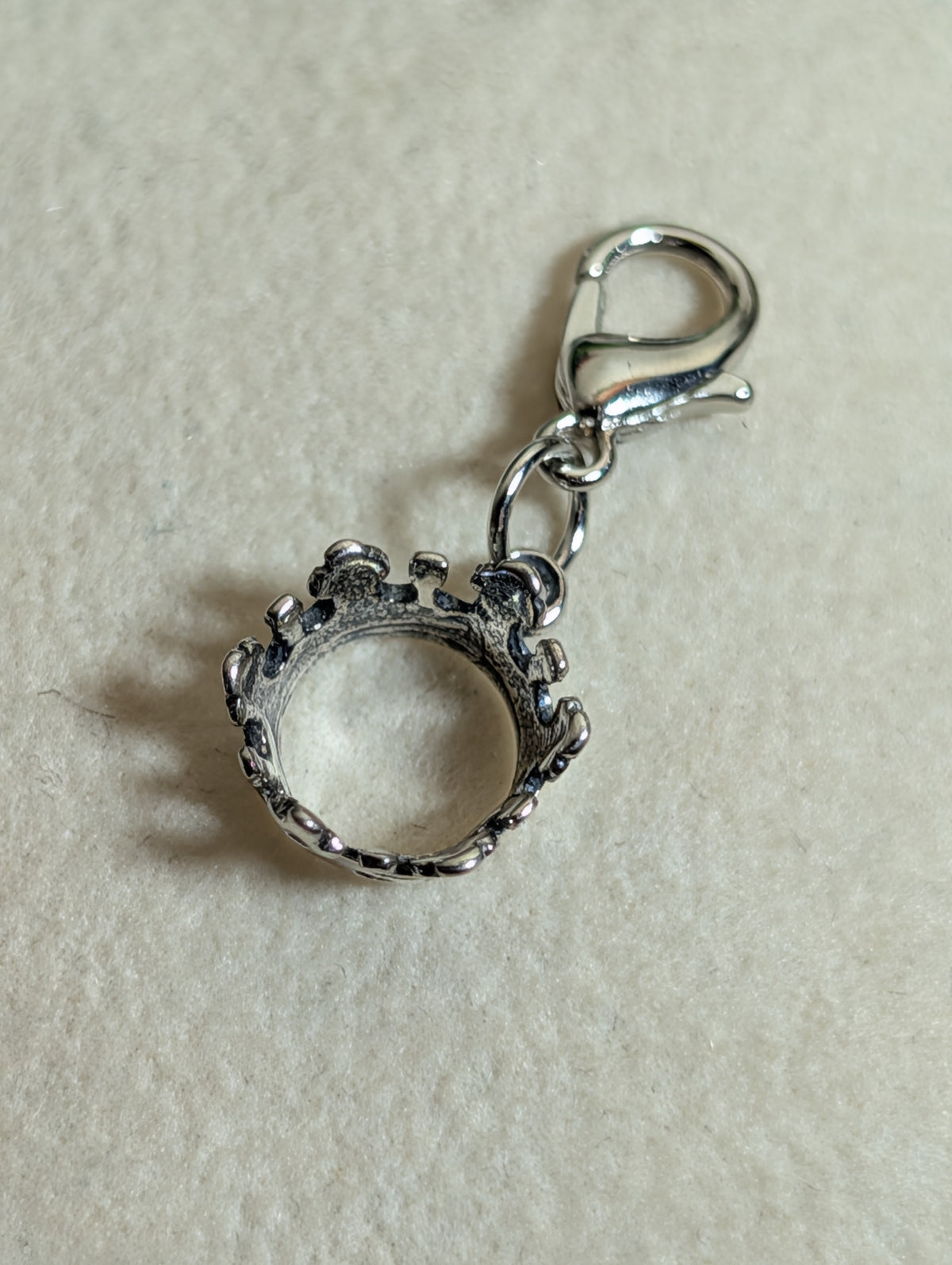 Handcrafted Small King Crown Charm Sterling Silver