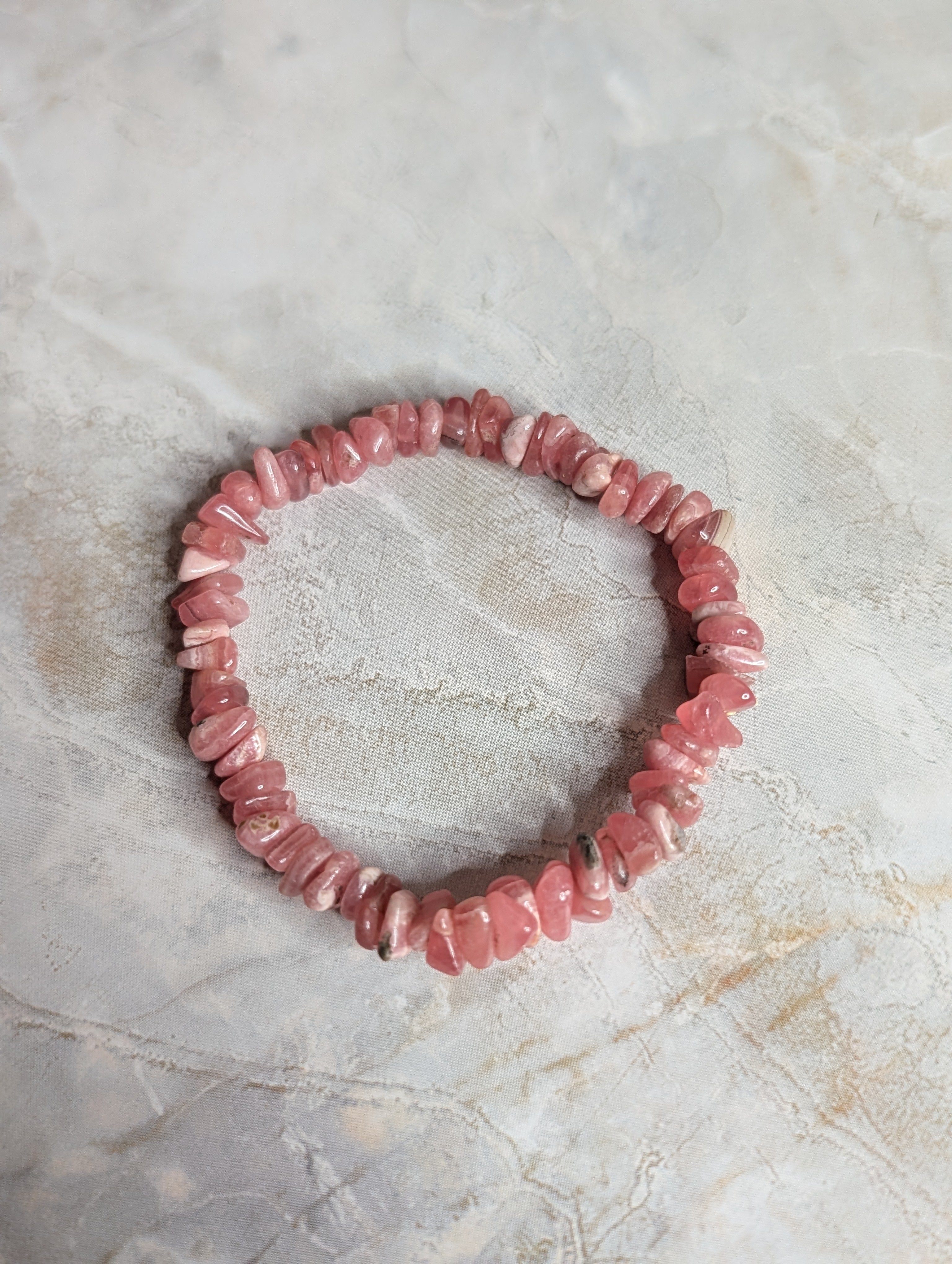 Rhodochrosite beaded Chips stretch bracelet