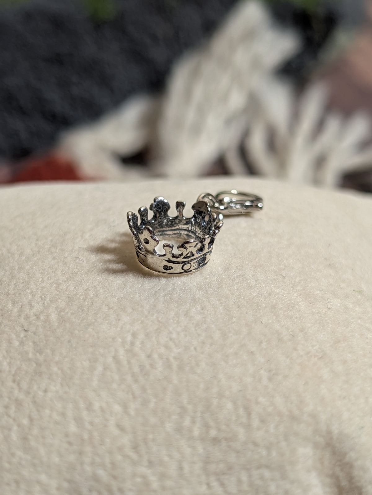 Handcrafted Small King Crown Charm Sterling Silver