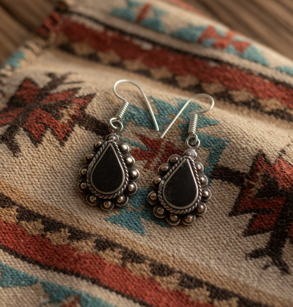Onyx & Silver Dangle Earrings