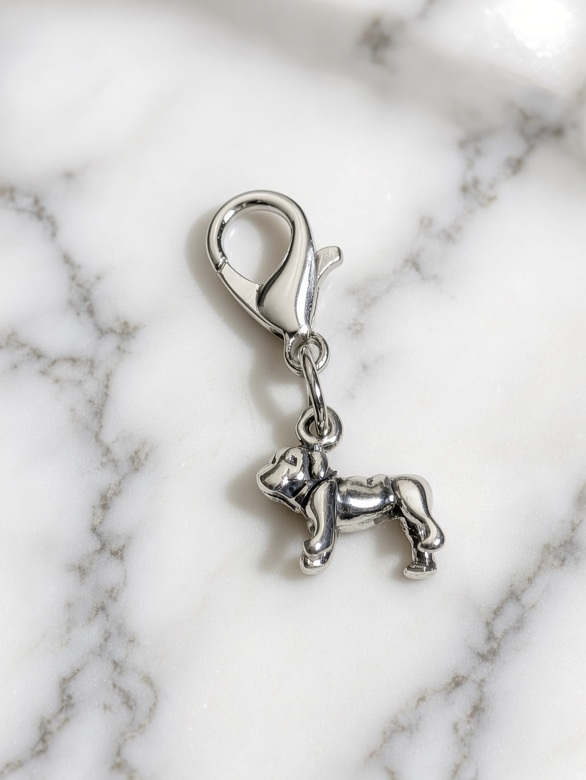 Handcrafted Mini Bulldog Charm Sterling Silver