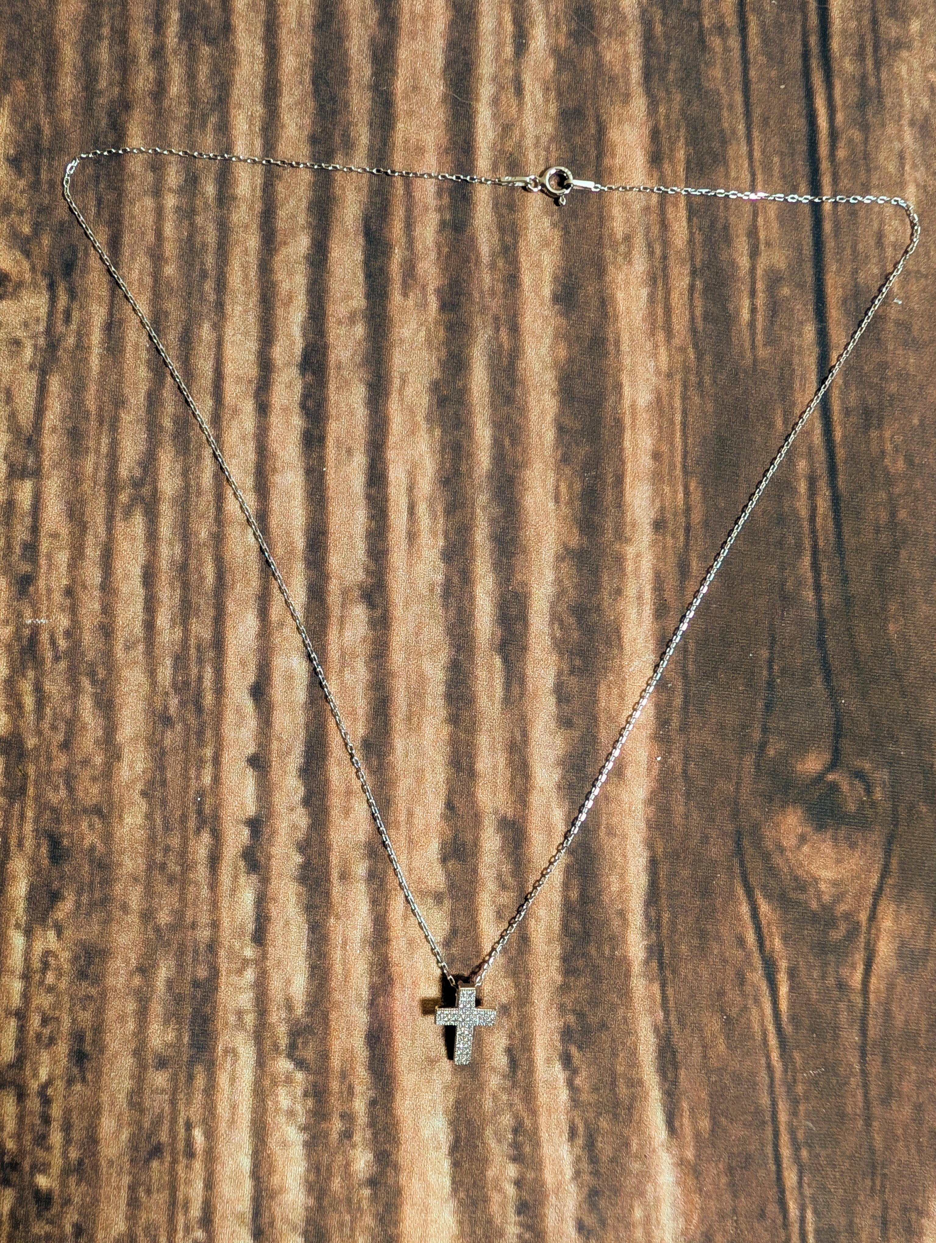Small CZ Cross Sterling Silver Necklace
