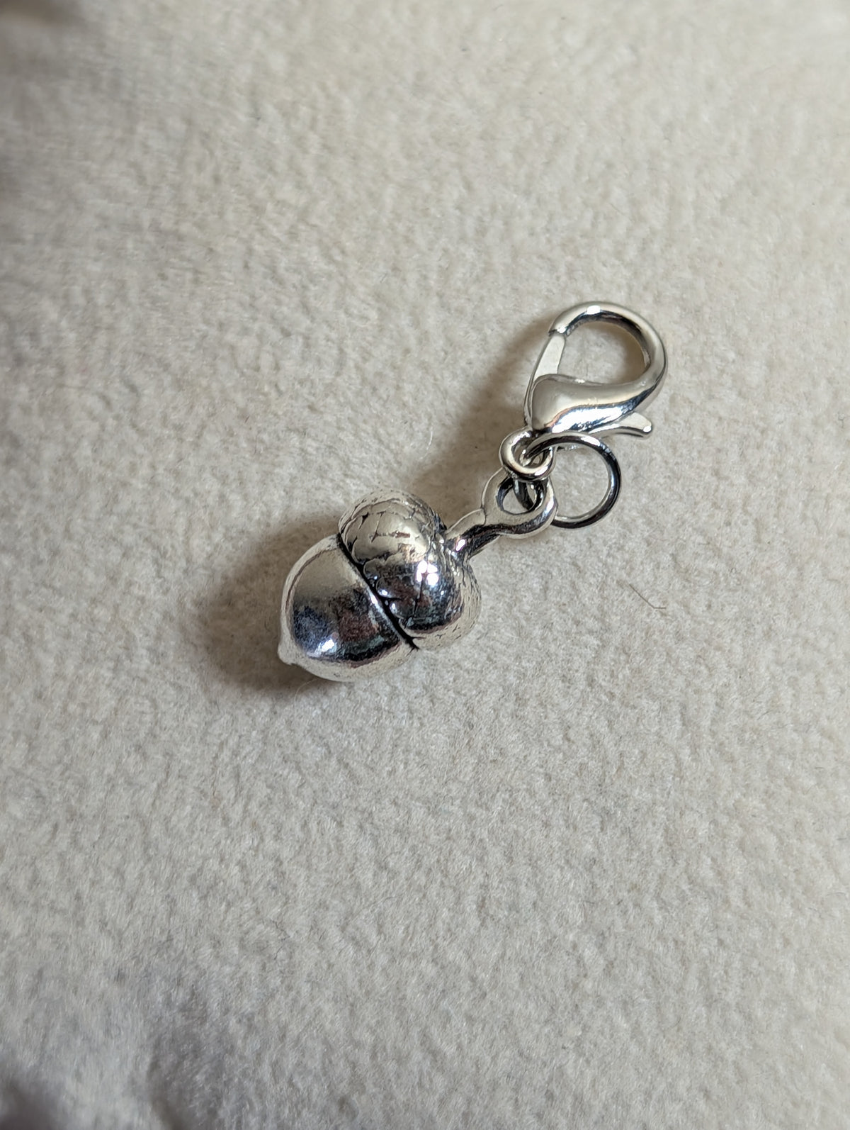 Handcrafted Acorn Charm Sterling Silver