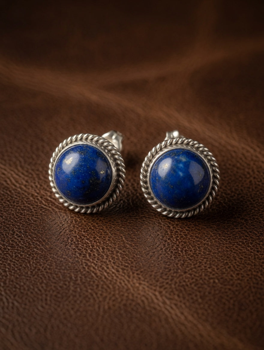 Sterling Silver Deep Blue Lapis Stud Earrings