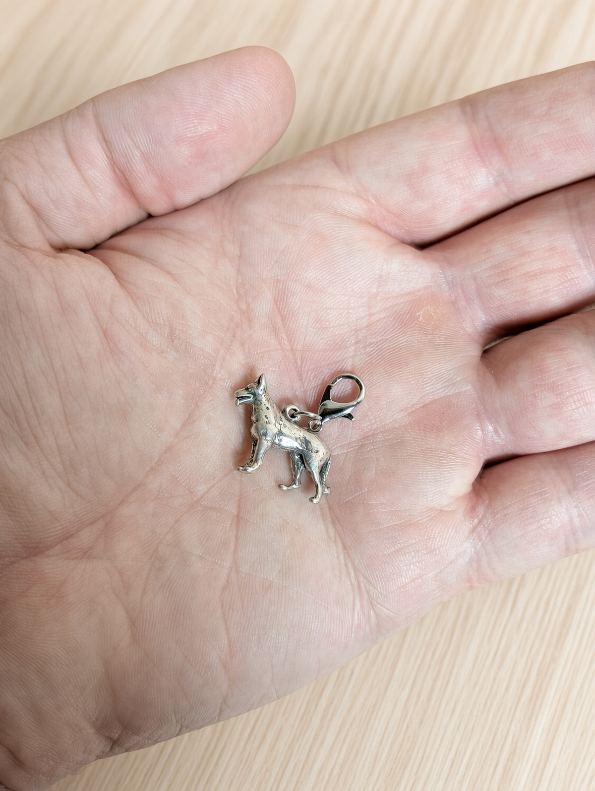 Handcrafted German Shepherd Dog Charm Sterling Silver Variant 3
