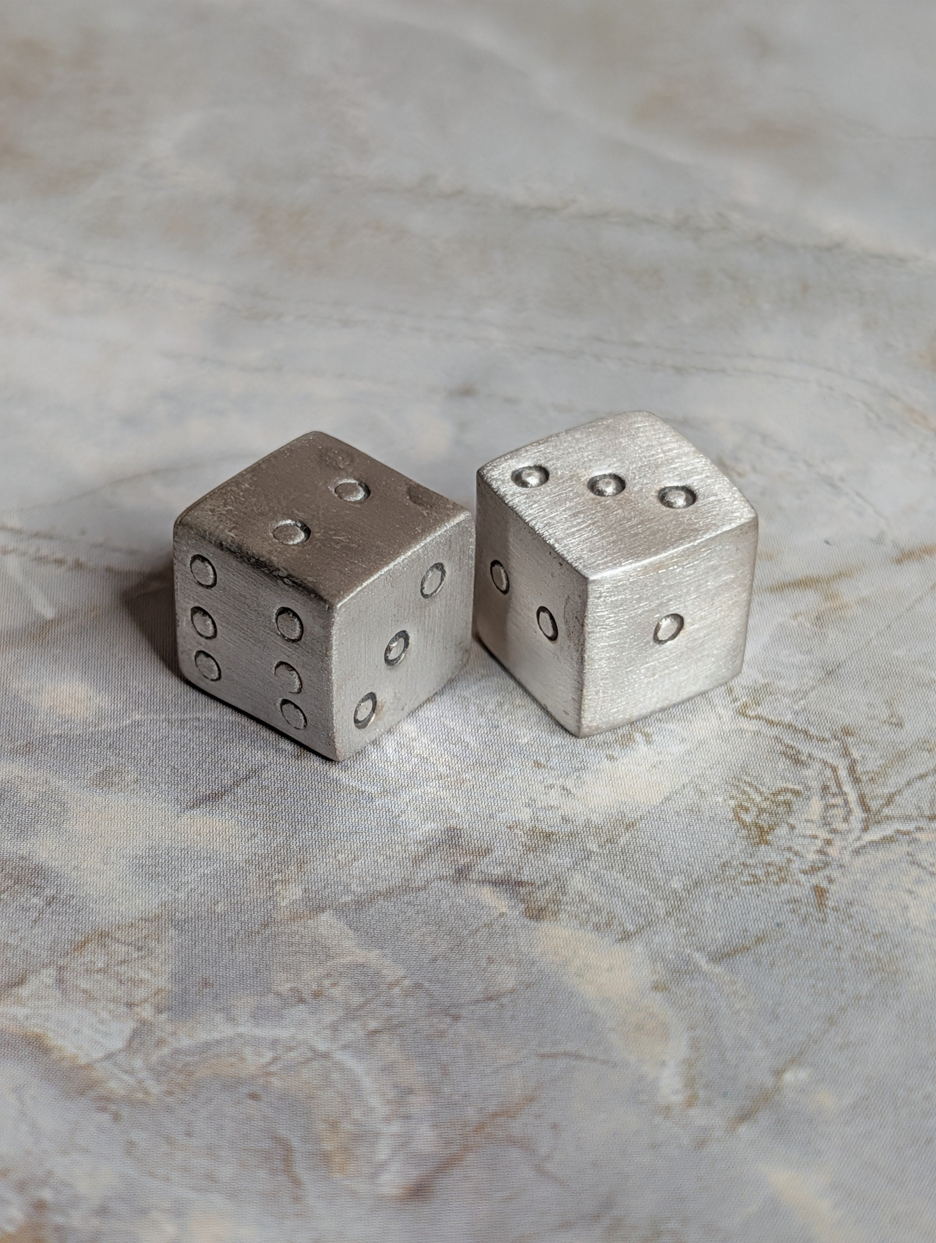 Sterling Silver Solid Rolling Dice Set Numbered On All Sides
