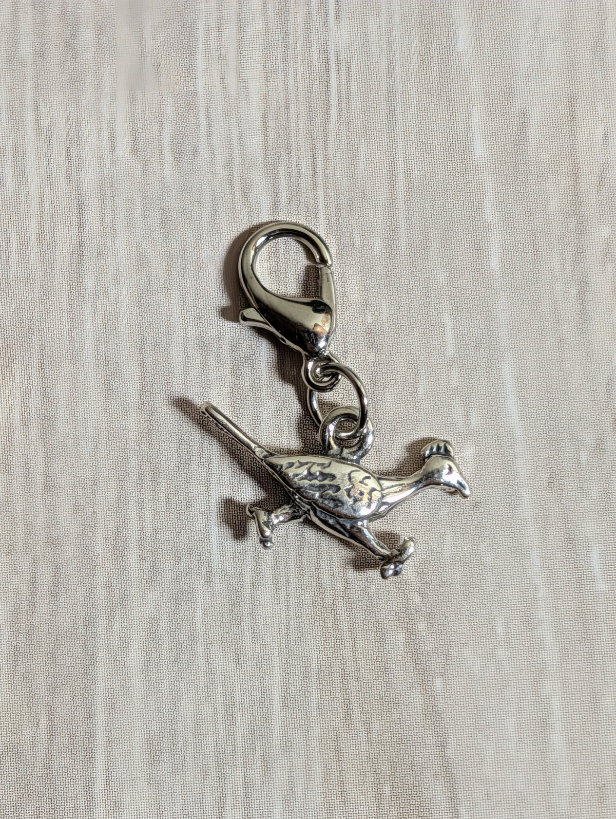 Handcrafted Roadrunner Charm Sterling Silver