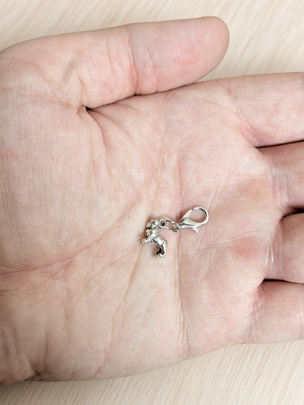 Handcrafted Mini Pug Dog Charm Sterling Silver