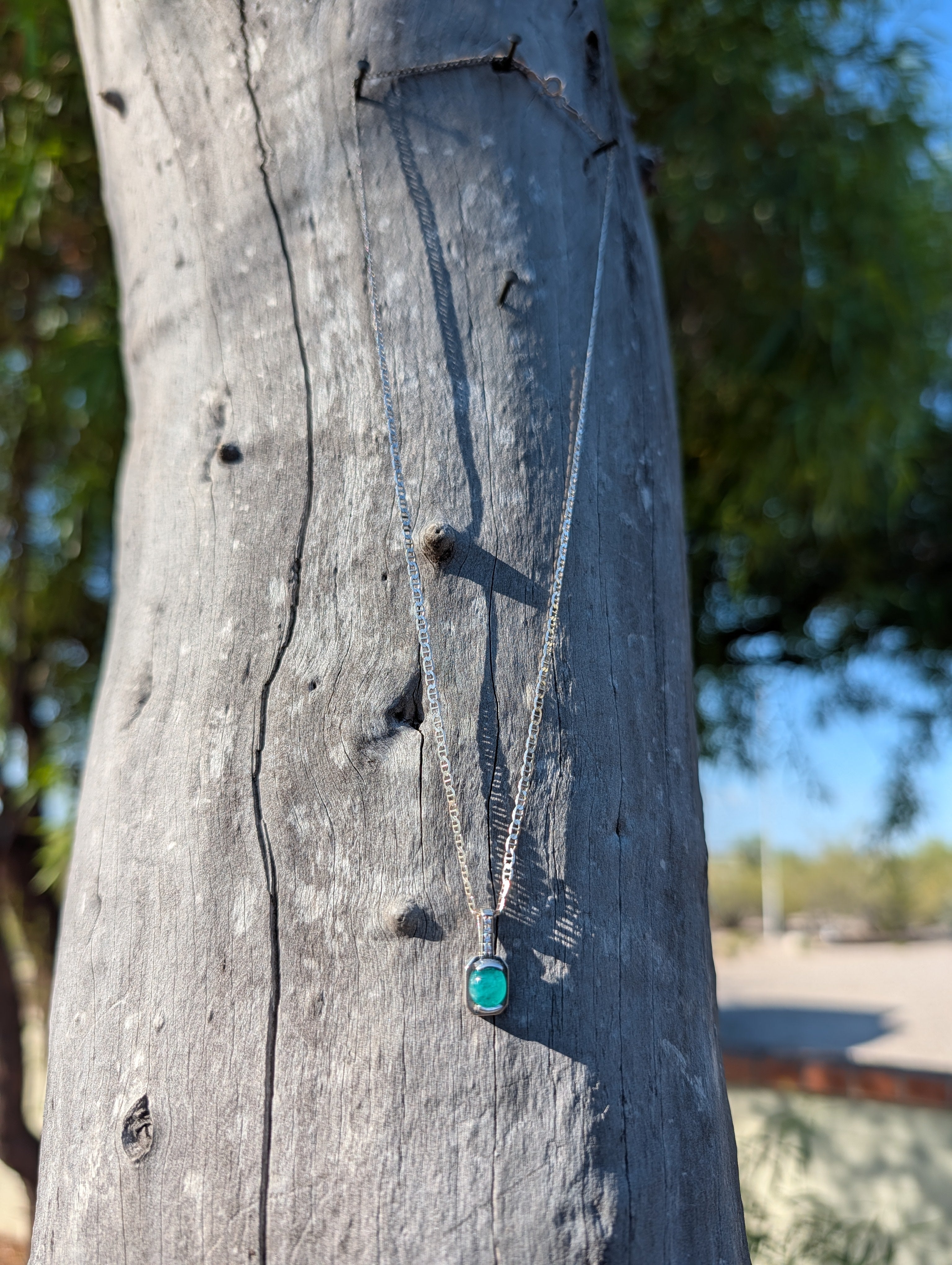 Emerald Necklace Set in Sterling Silver 1ct set 5A