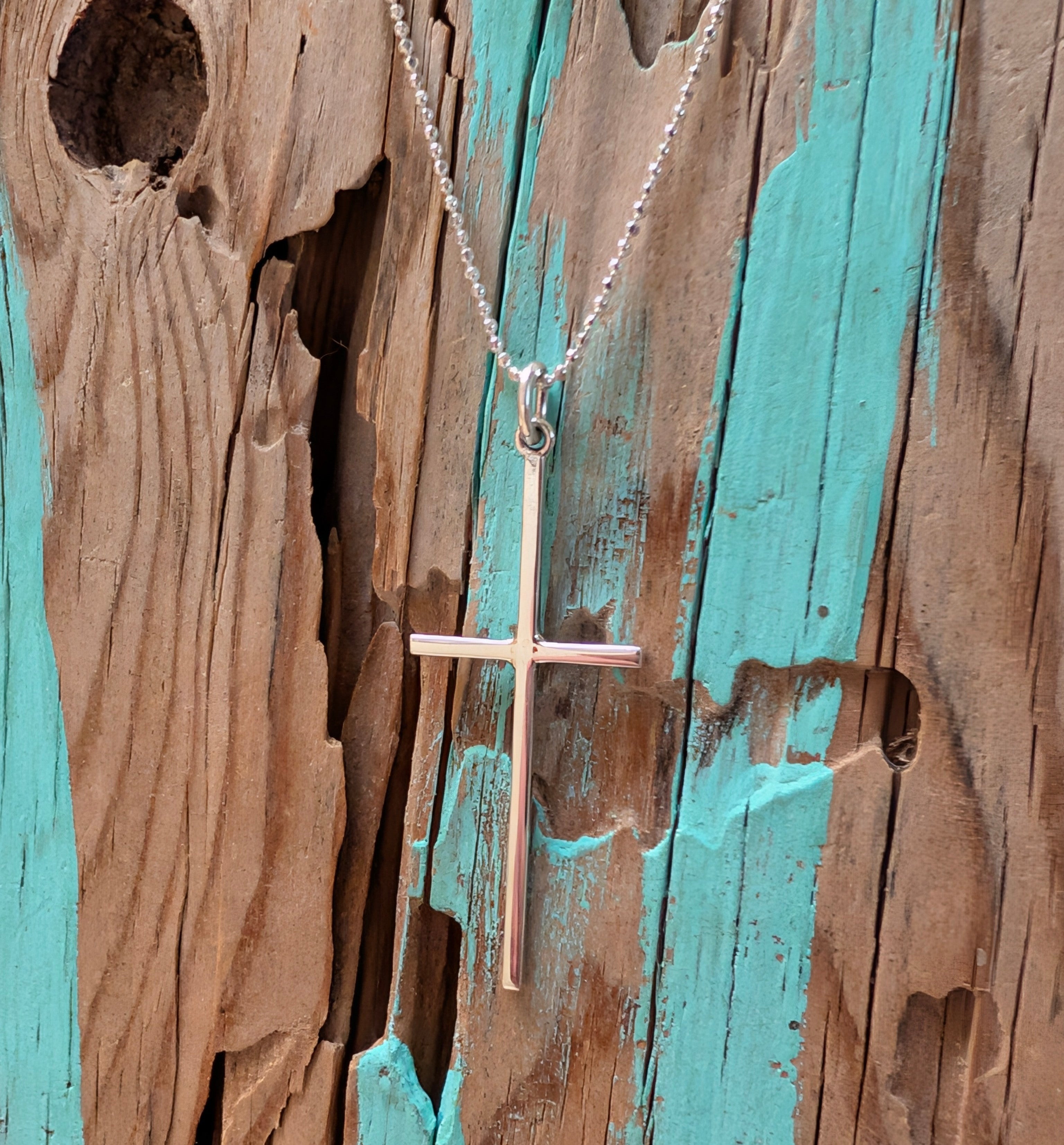 Sterling Silver Large & Slim Simple Cross Necklace