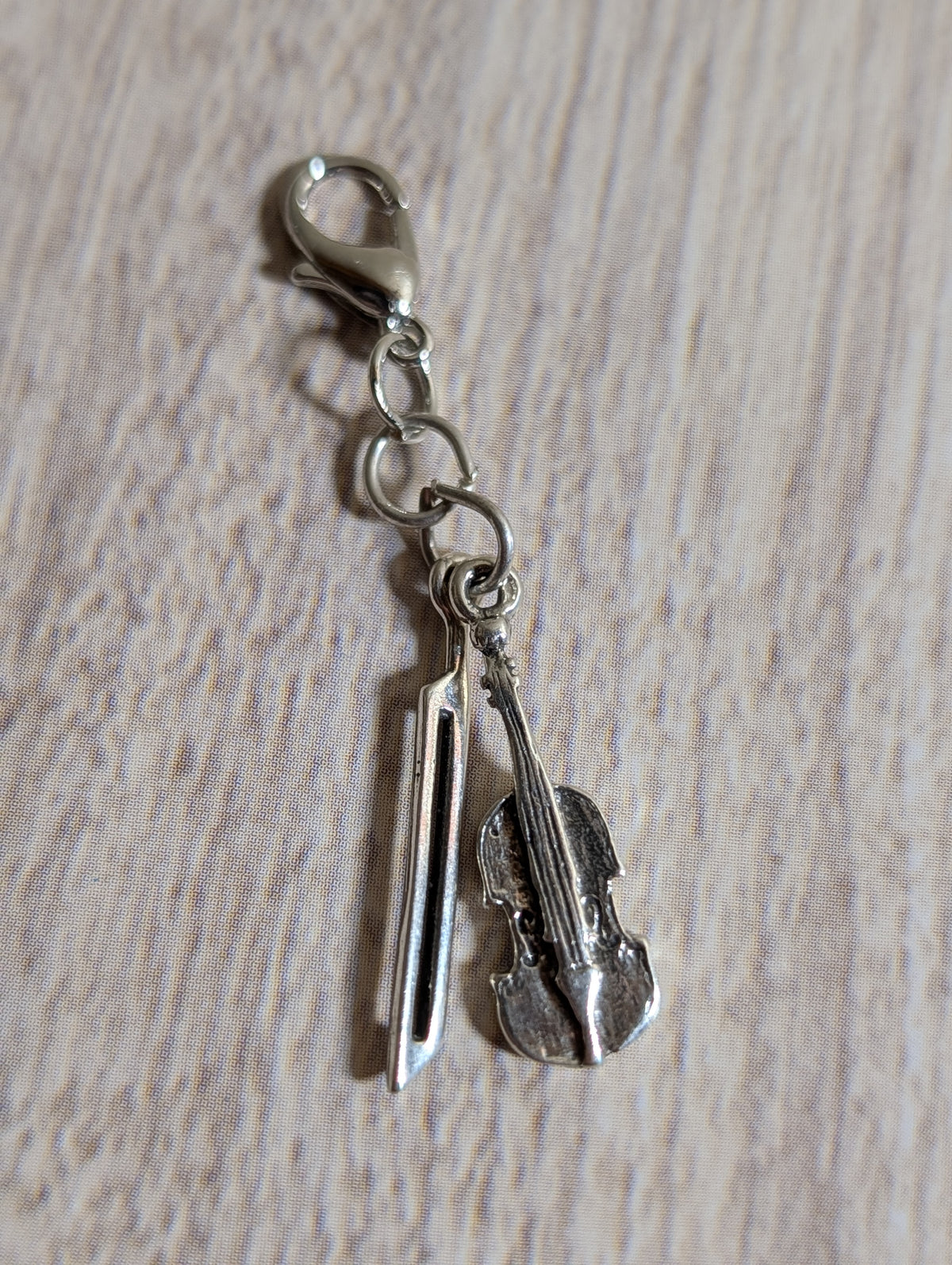 Handcrafted Violin With Bow Musical Instrument Charm Sterling Silver