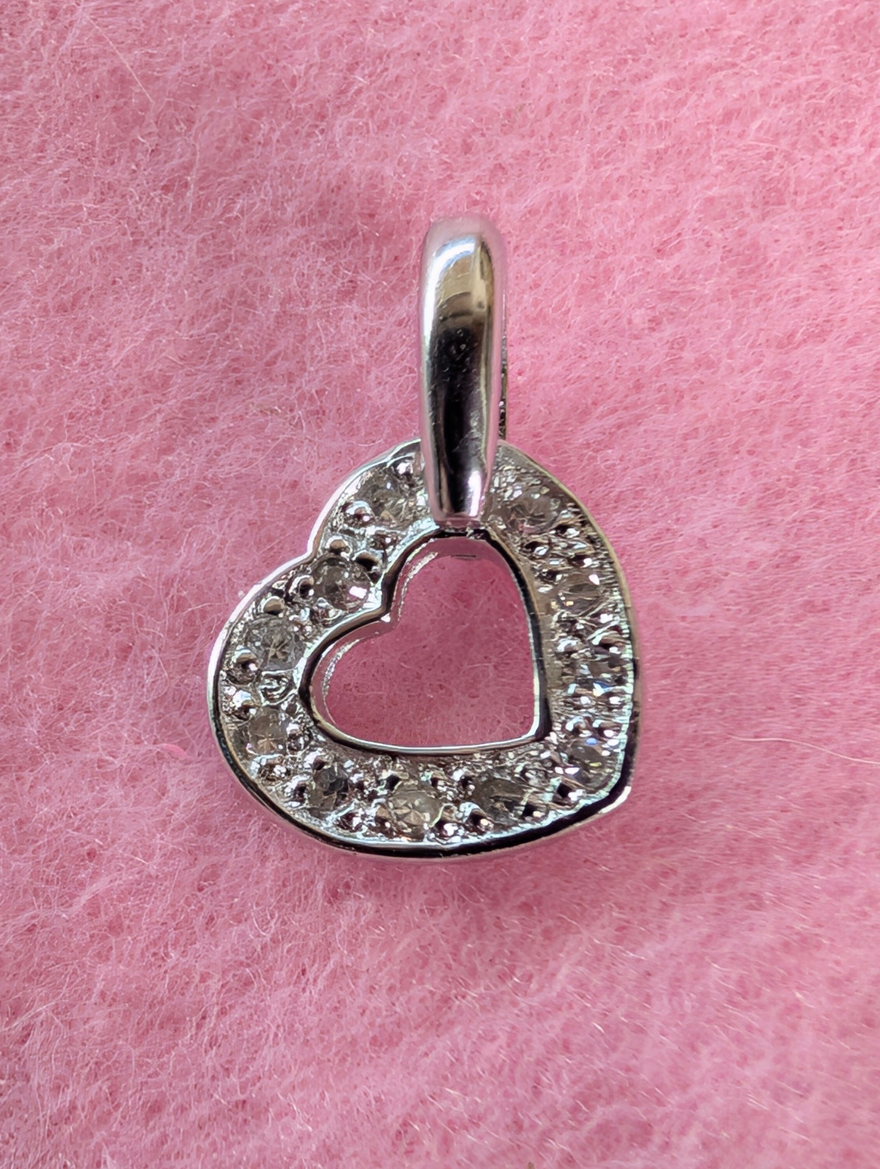 Sterling Silver CZ Outlined Heart Earrings & Pendant Jewelry Set