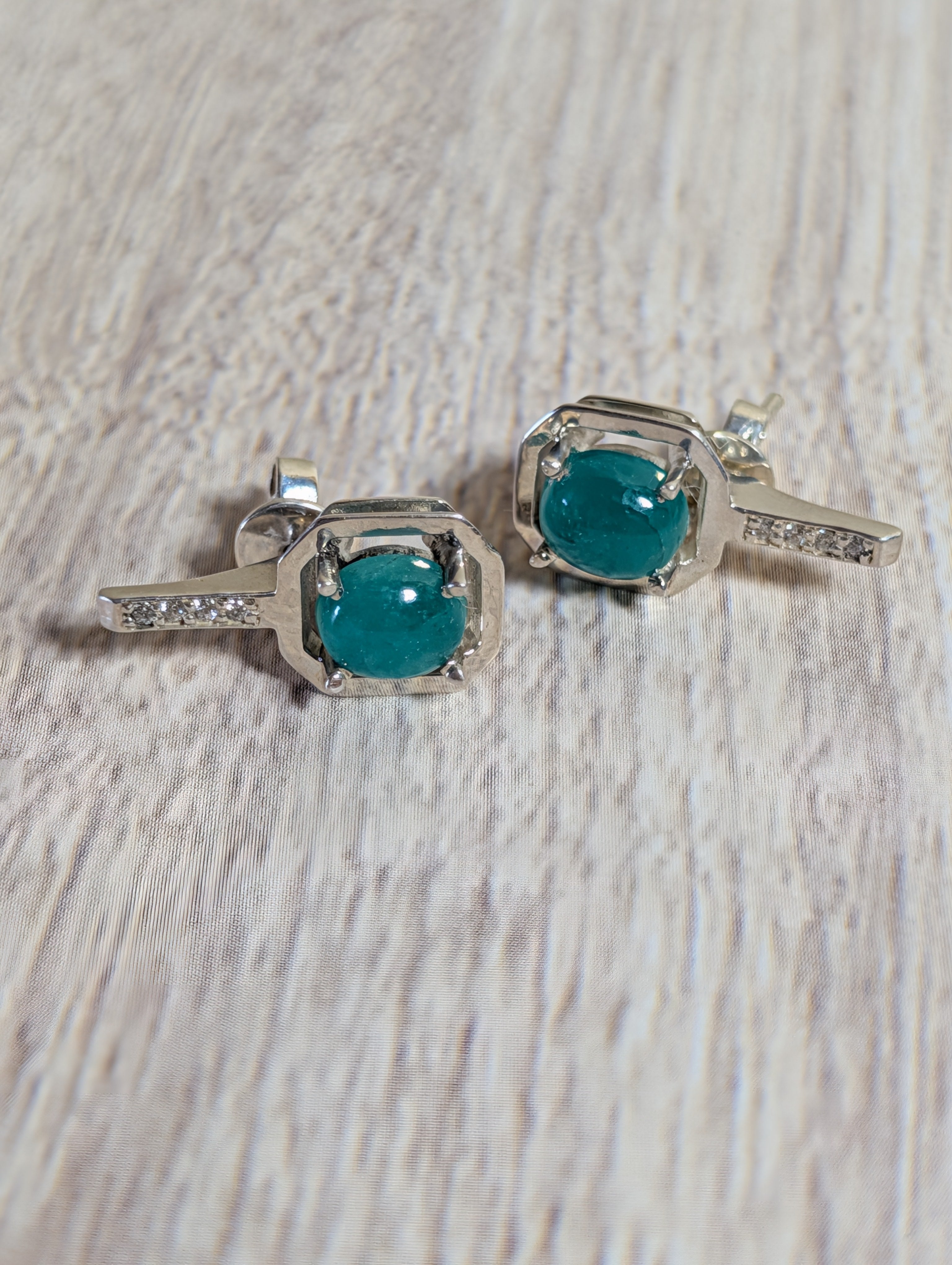 Emerald Earrings in Sterling Silver  1ct set 7B