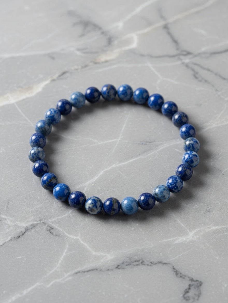 Lapis Beaded Stretch Bracelet 7mm