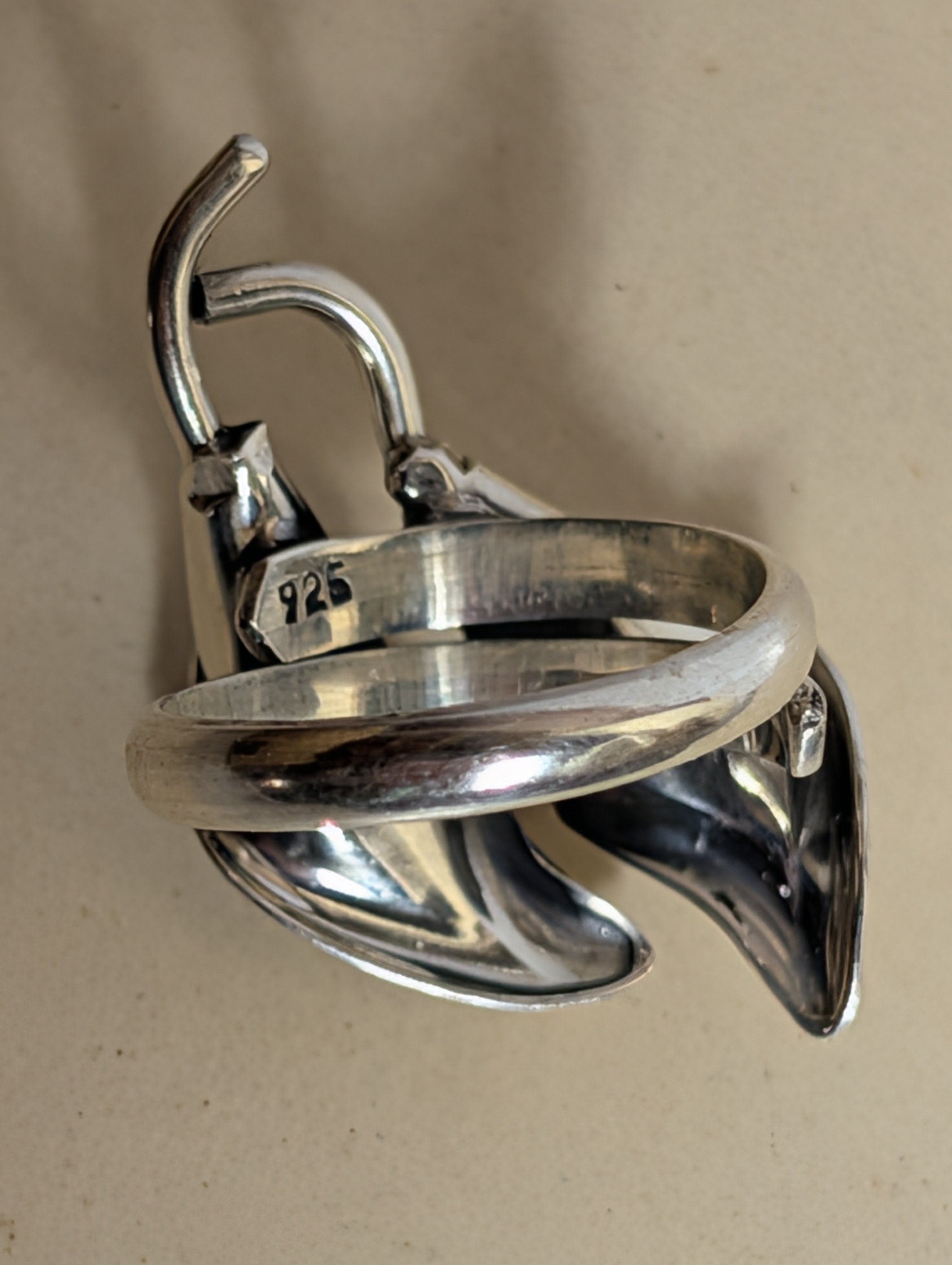 Blooming Calla Lily Sterling Silver Adjustable Ring