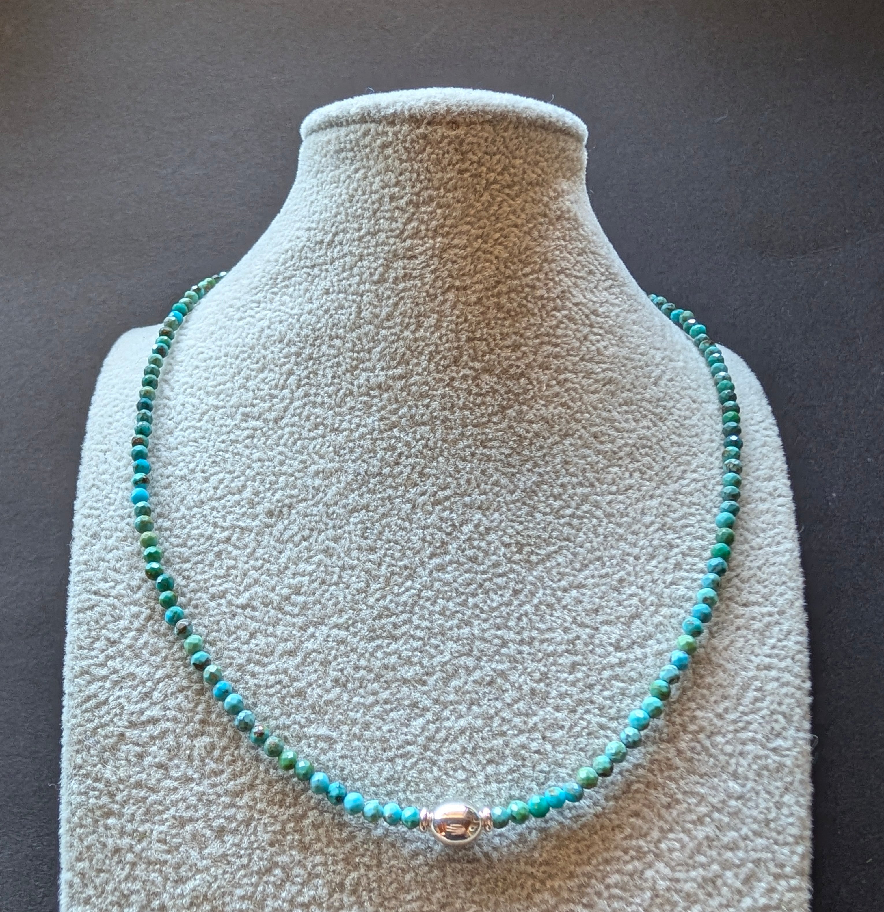 Turquoise MultiColor Beaded Stone Sterling Silver Necklace