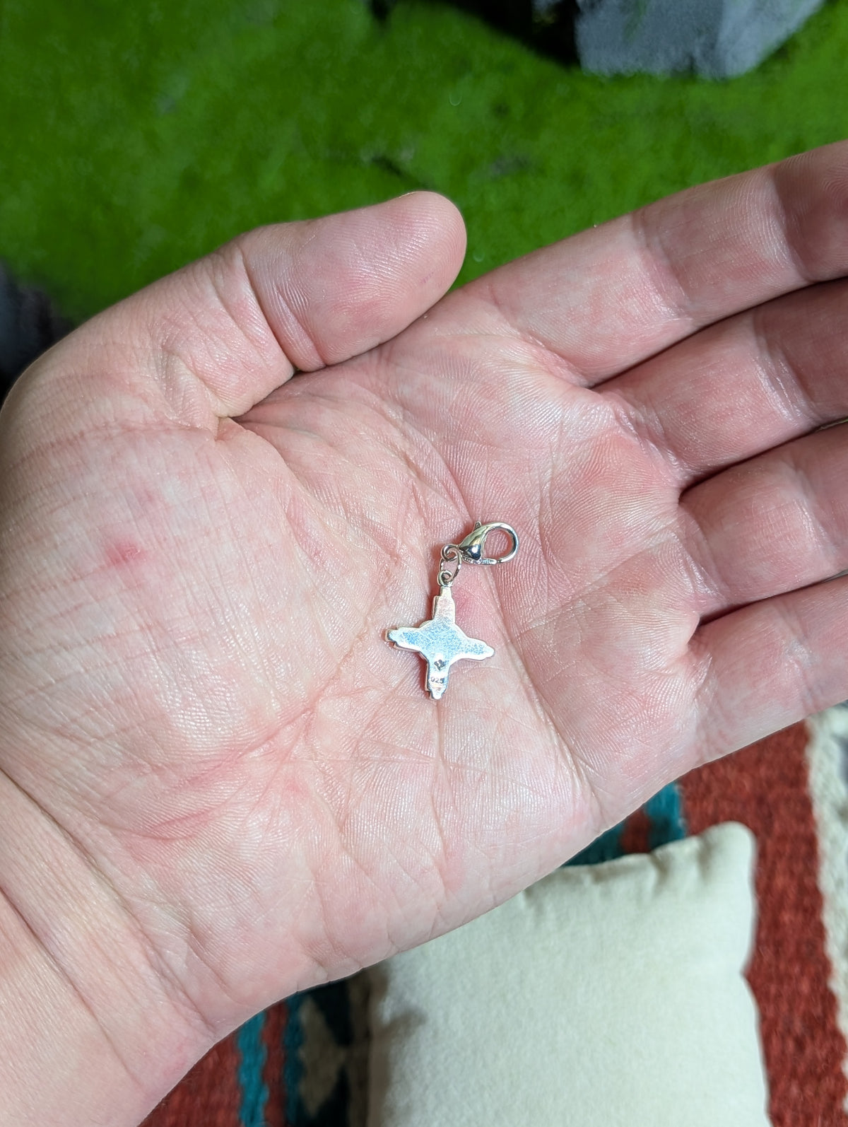 Handcrafted Small Zia Sun Symbol Charm With Heart Sterling Silver
