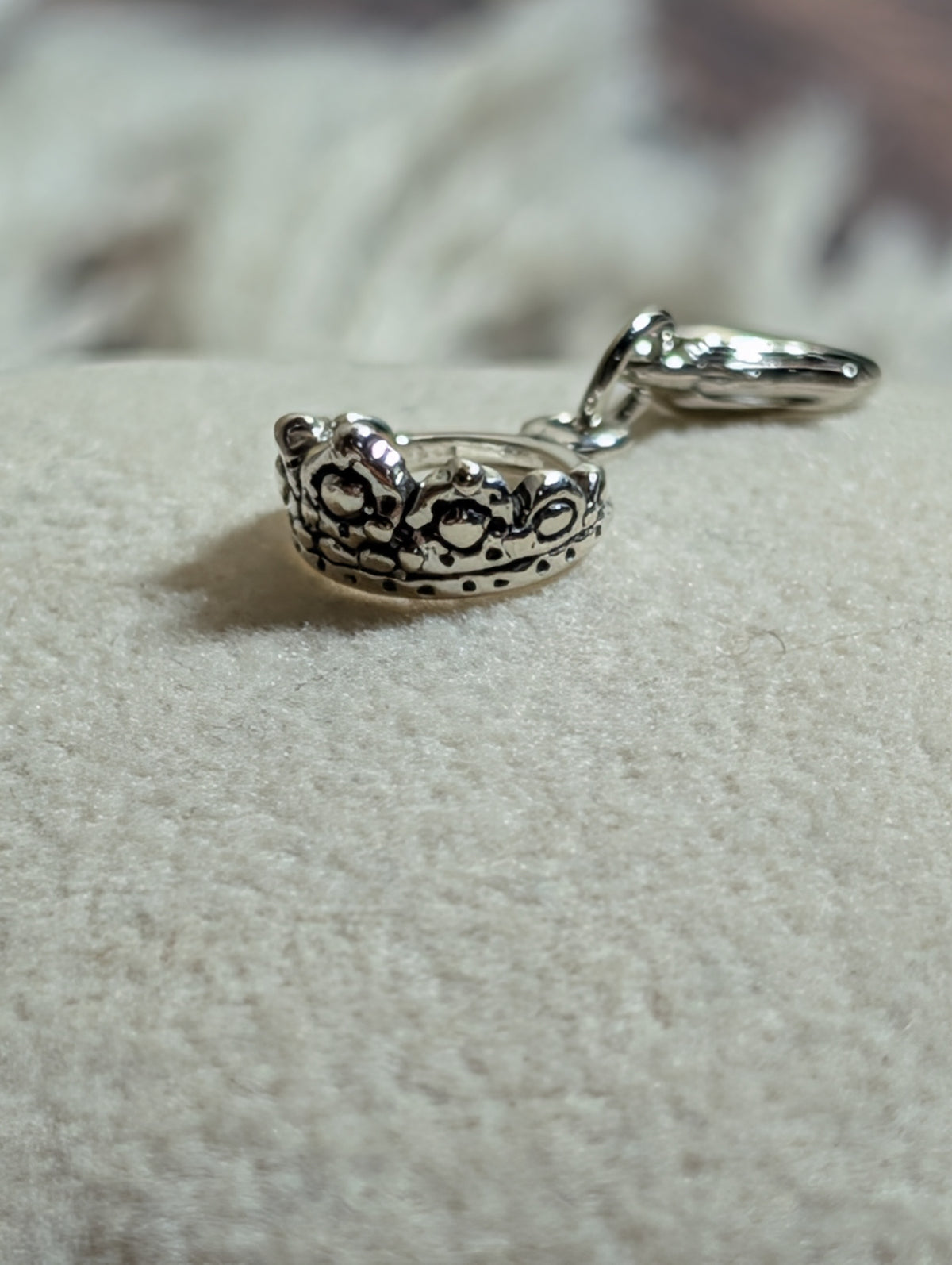 Handcrafted Small Princess Crown Charm Sterling Silver