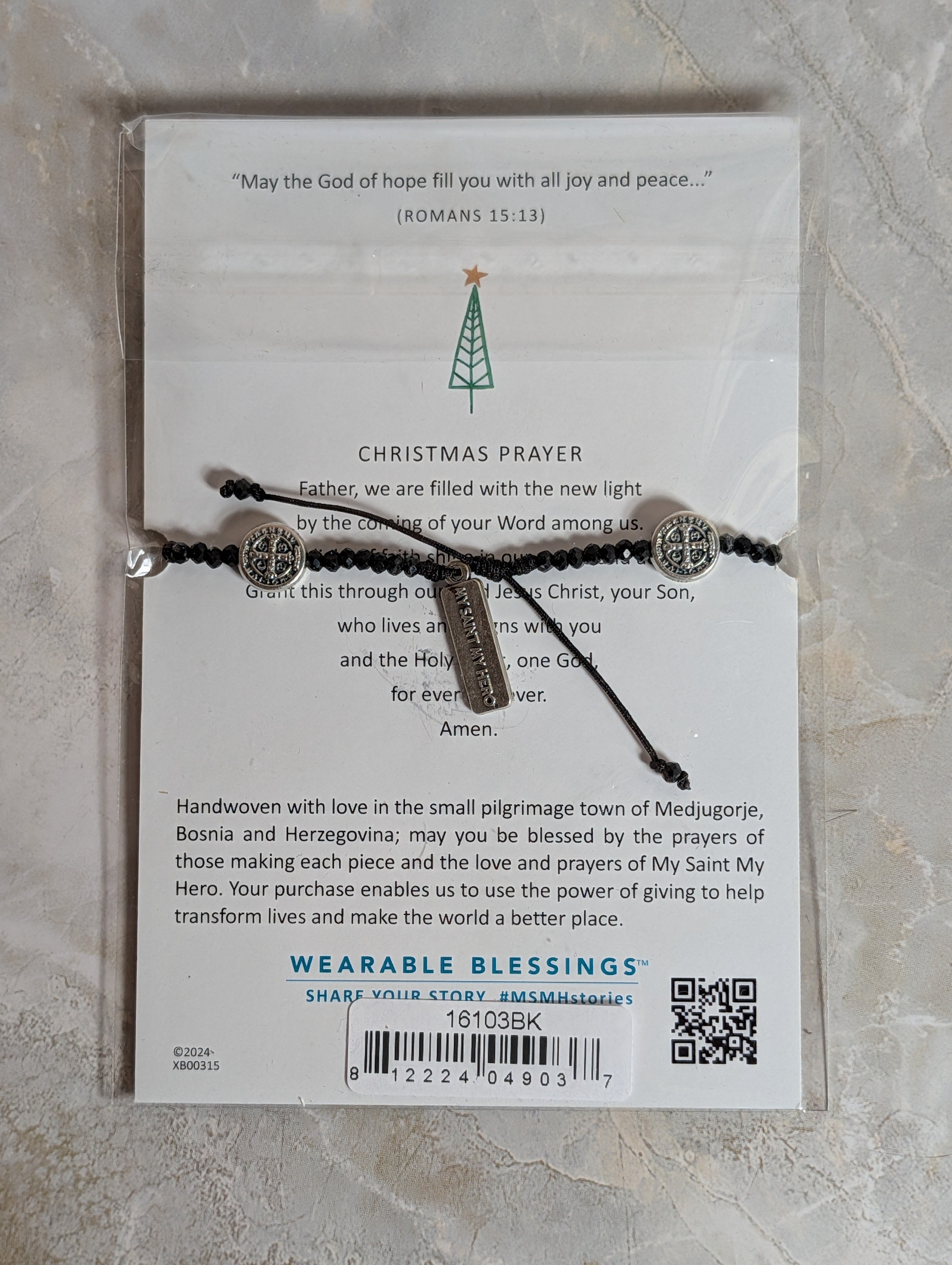 Blessed Christmas Light Bracelet Black & Silver