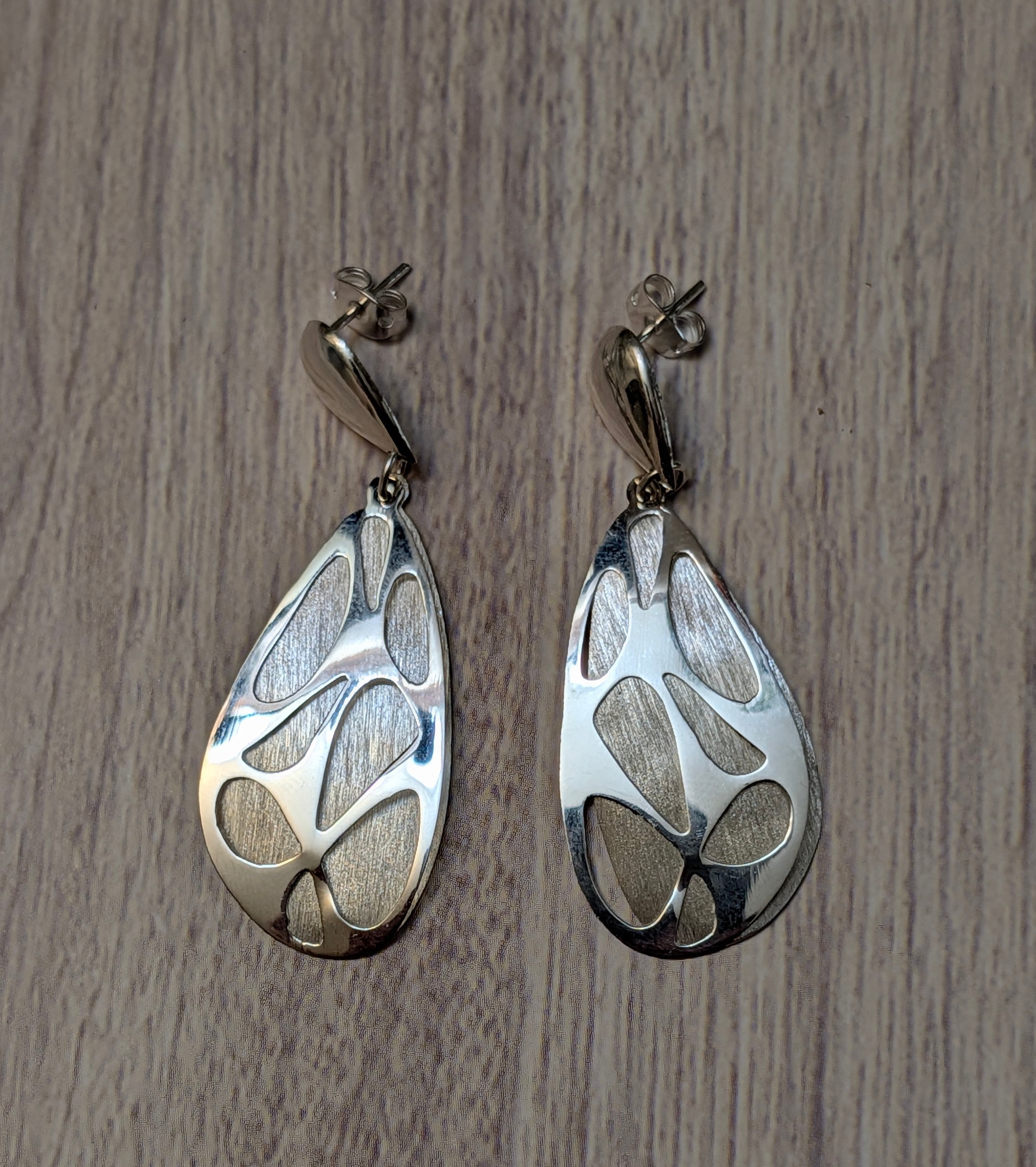 Sterling Silver Brushed Over Butterfly Wing Earrings