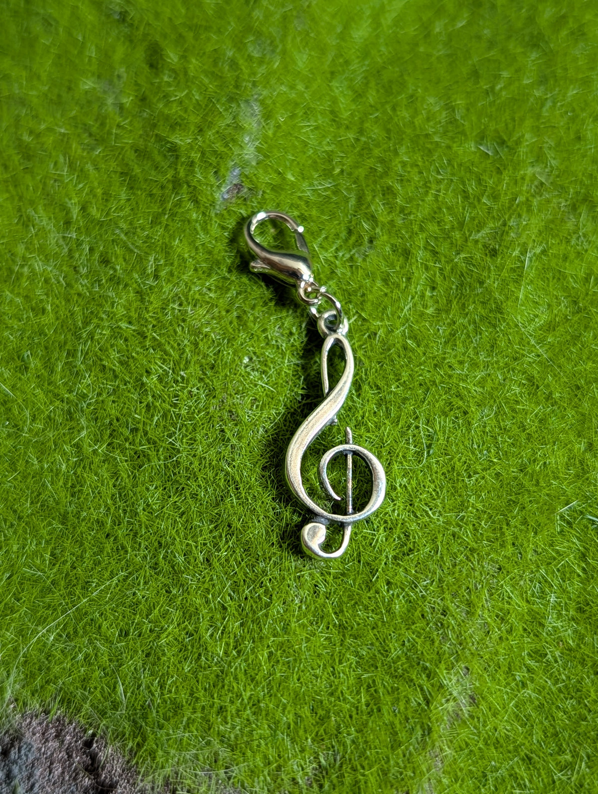 Handcrafted Treble Clef Music Note Charm Sterling Silver