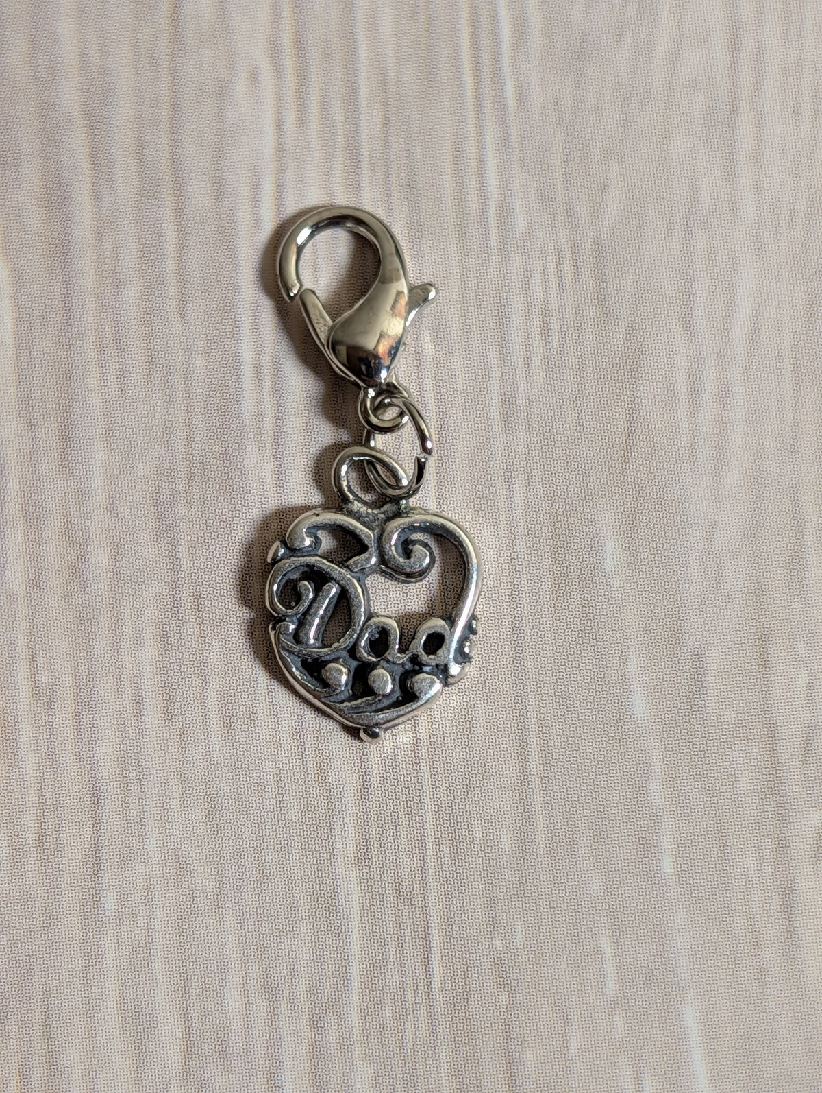 Handcrafted "Dad" Heart Shaped Charm Sterling Silver