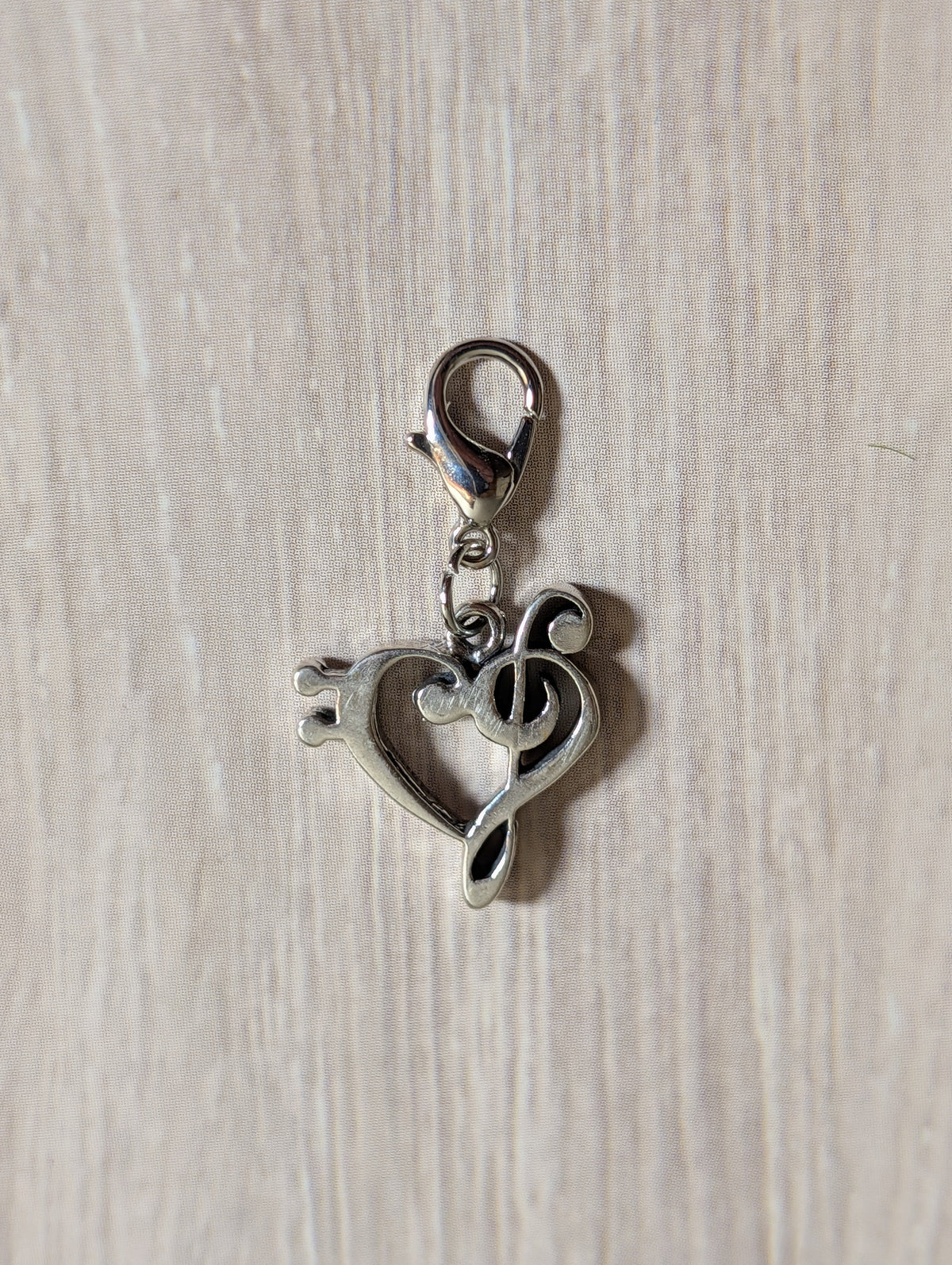 Handcrafted Heart Shaped Bass Note Charm Music Sterling Silver