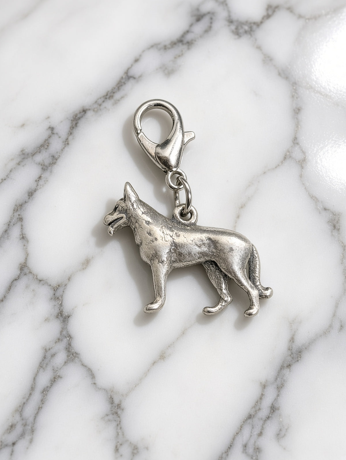 Handcrafted German Shepherd Dog Charm Sterling Silver Variant 3