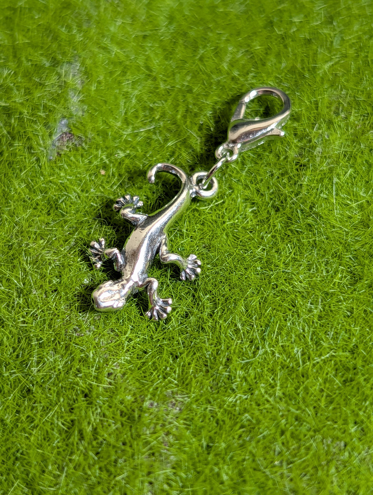 Handcrafted Gecko Lizard Charm Sterling Silver