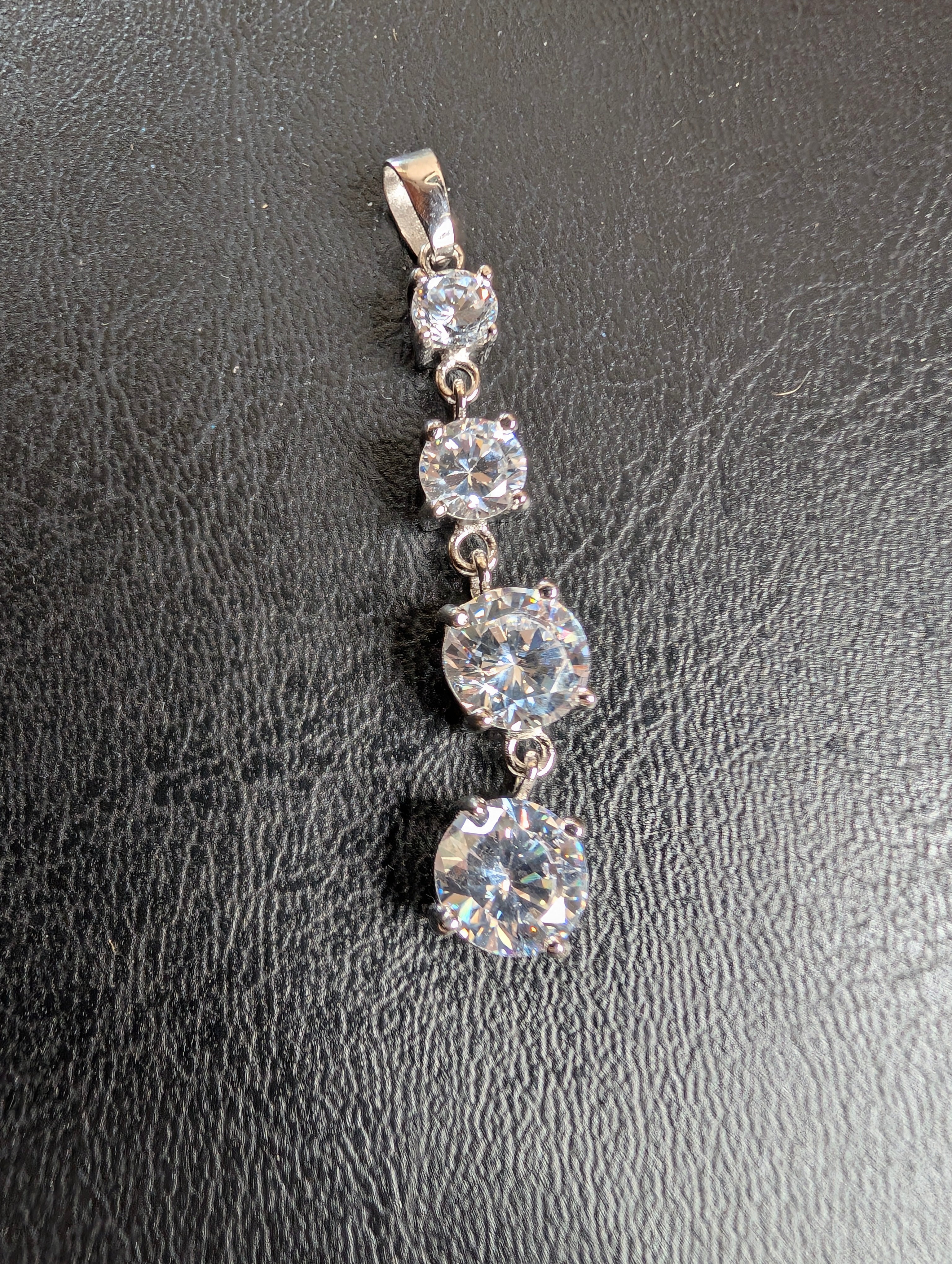 Sterling Silver Four Stone CZ Dangle Earrings & Pendant Set