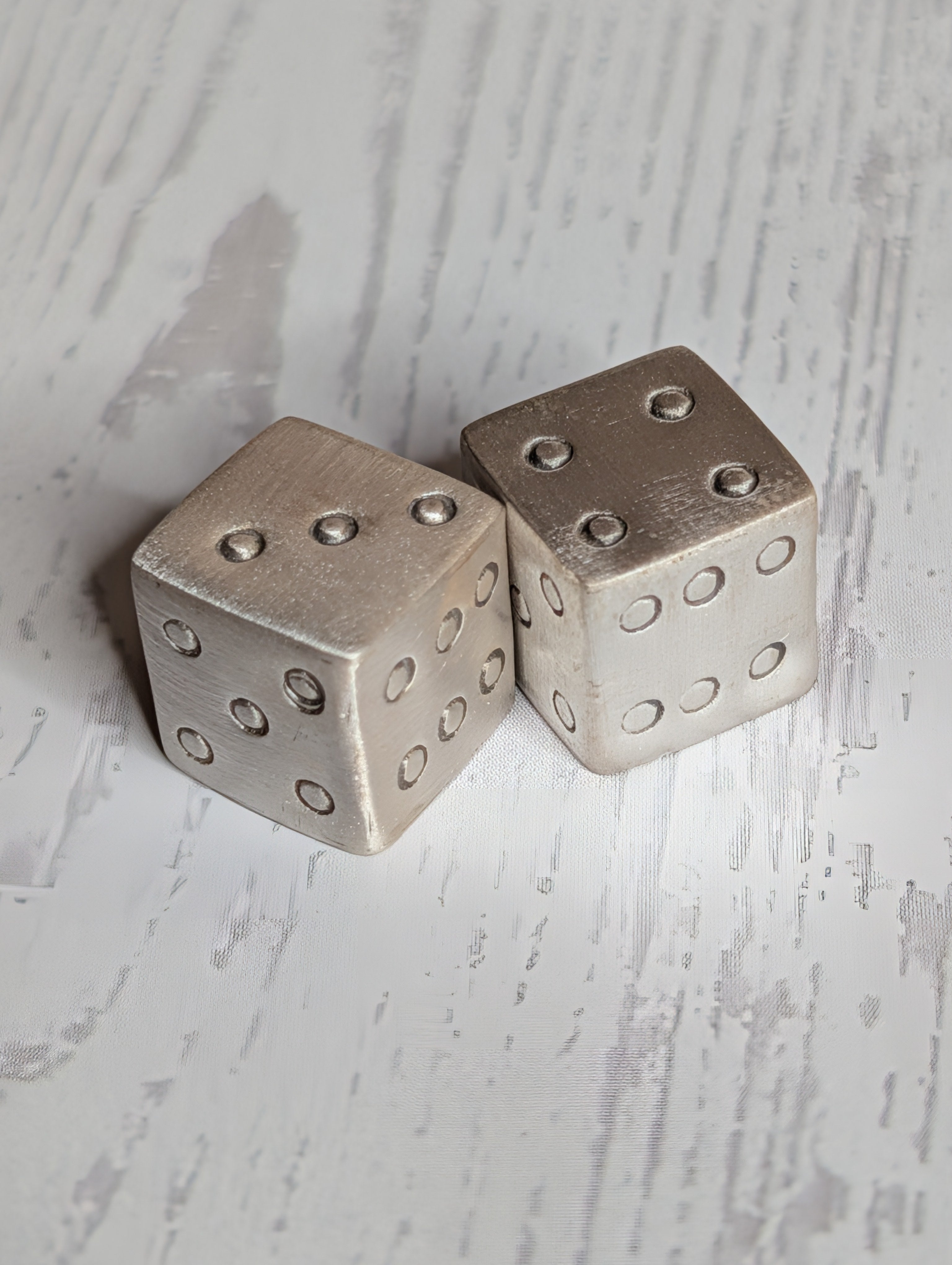 Sterling Silver Solid Rolling Dice Set Numbered On All Sides