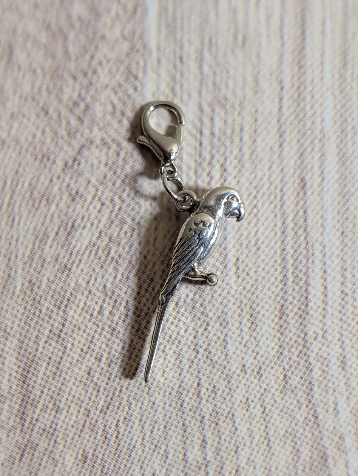 Handcrafted Macaw Parrot Charm Sterling Silver