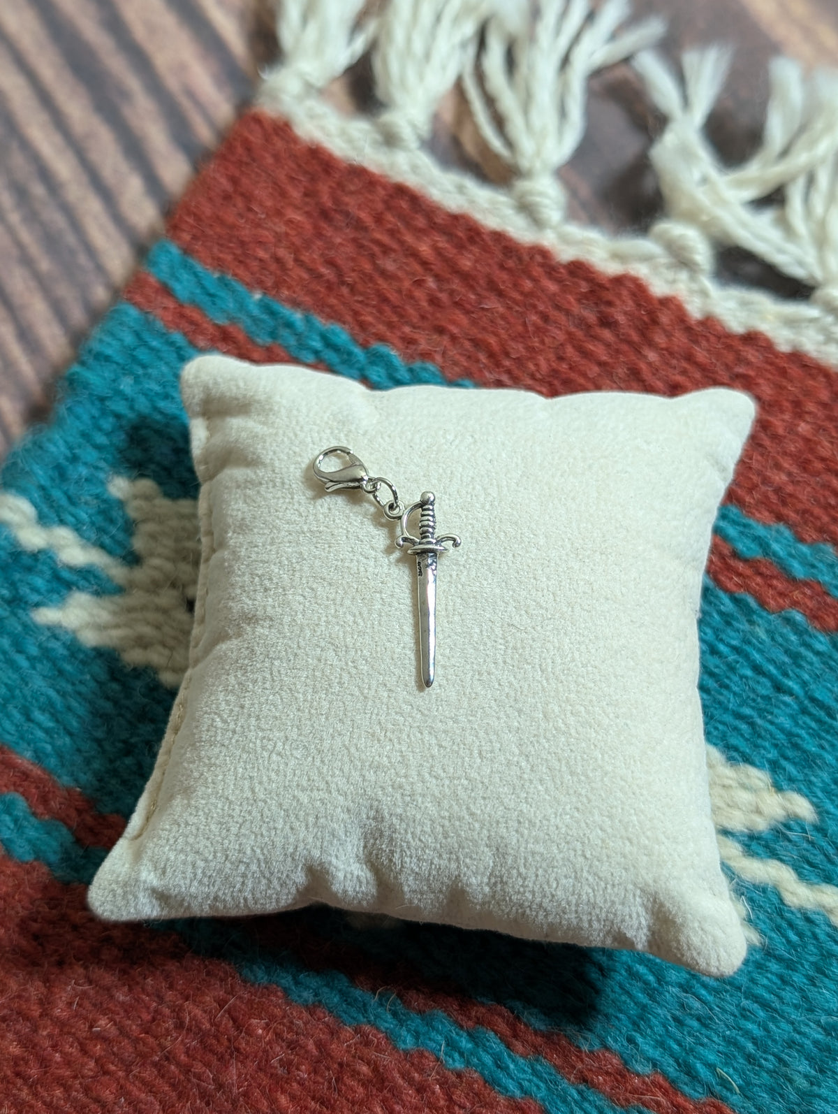 Handcrafted Ornate Sword Charm Sterling Silver