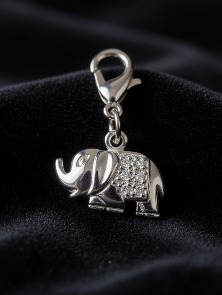 Sterling Silver CZ Elephant Charm