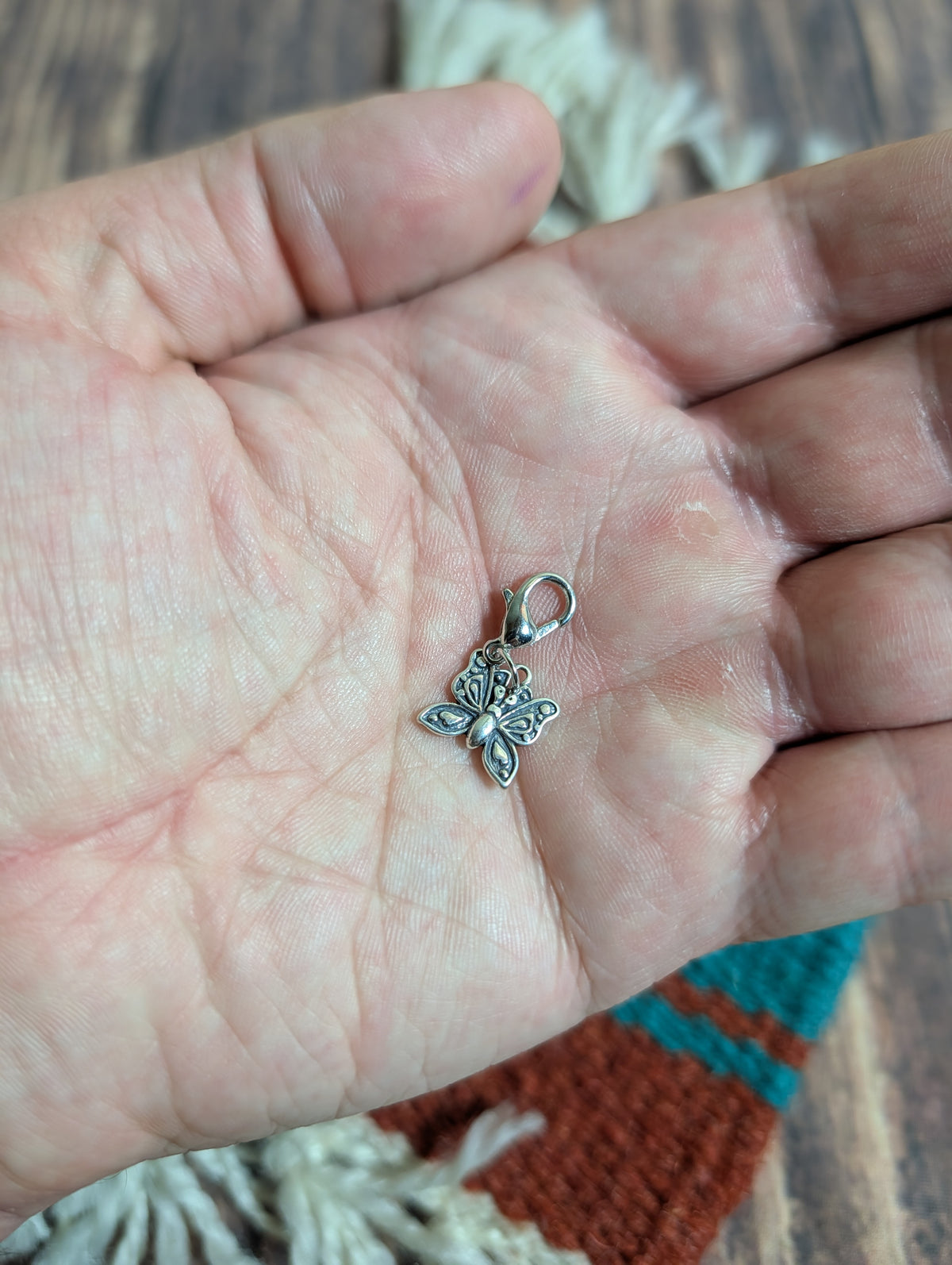 Handcrafted Small Butterfly Charm Sterling Silver