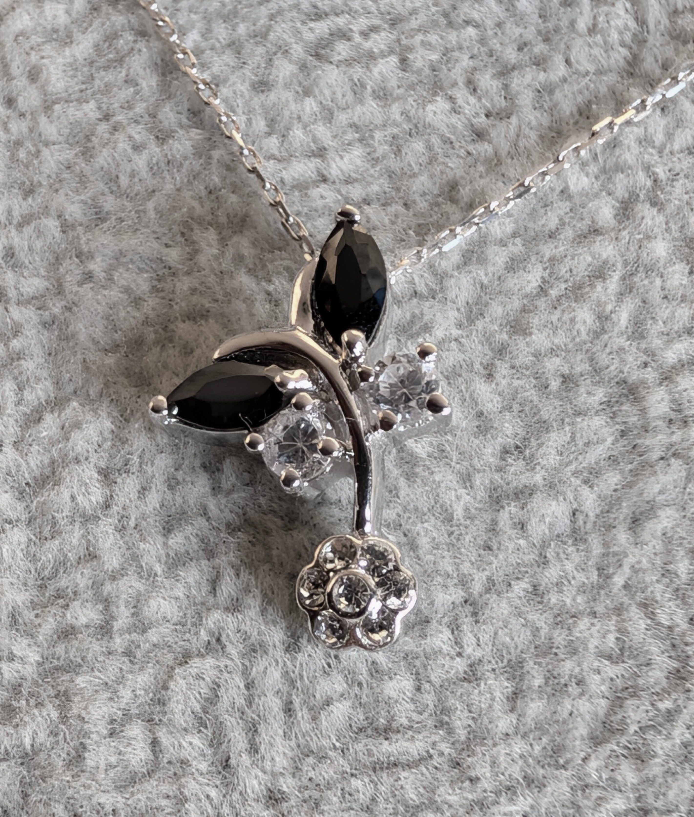 Sterling Silver Marquis CZ Butterfly Earrings & Necklace Jewelry Set