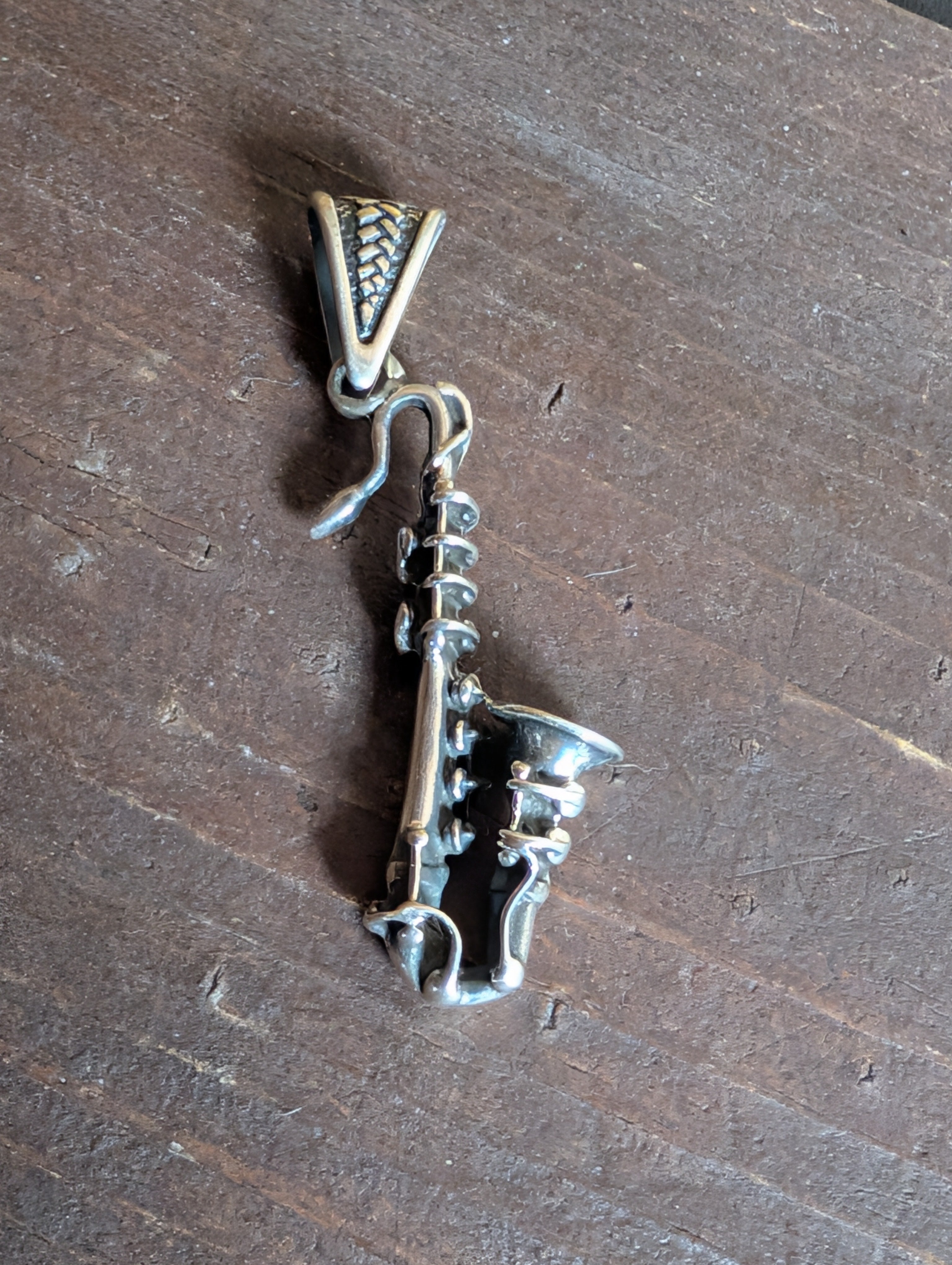 Sterling Silver Saxophone Musical Instrument Pendant