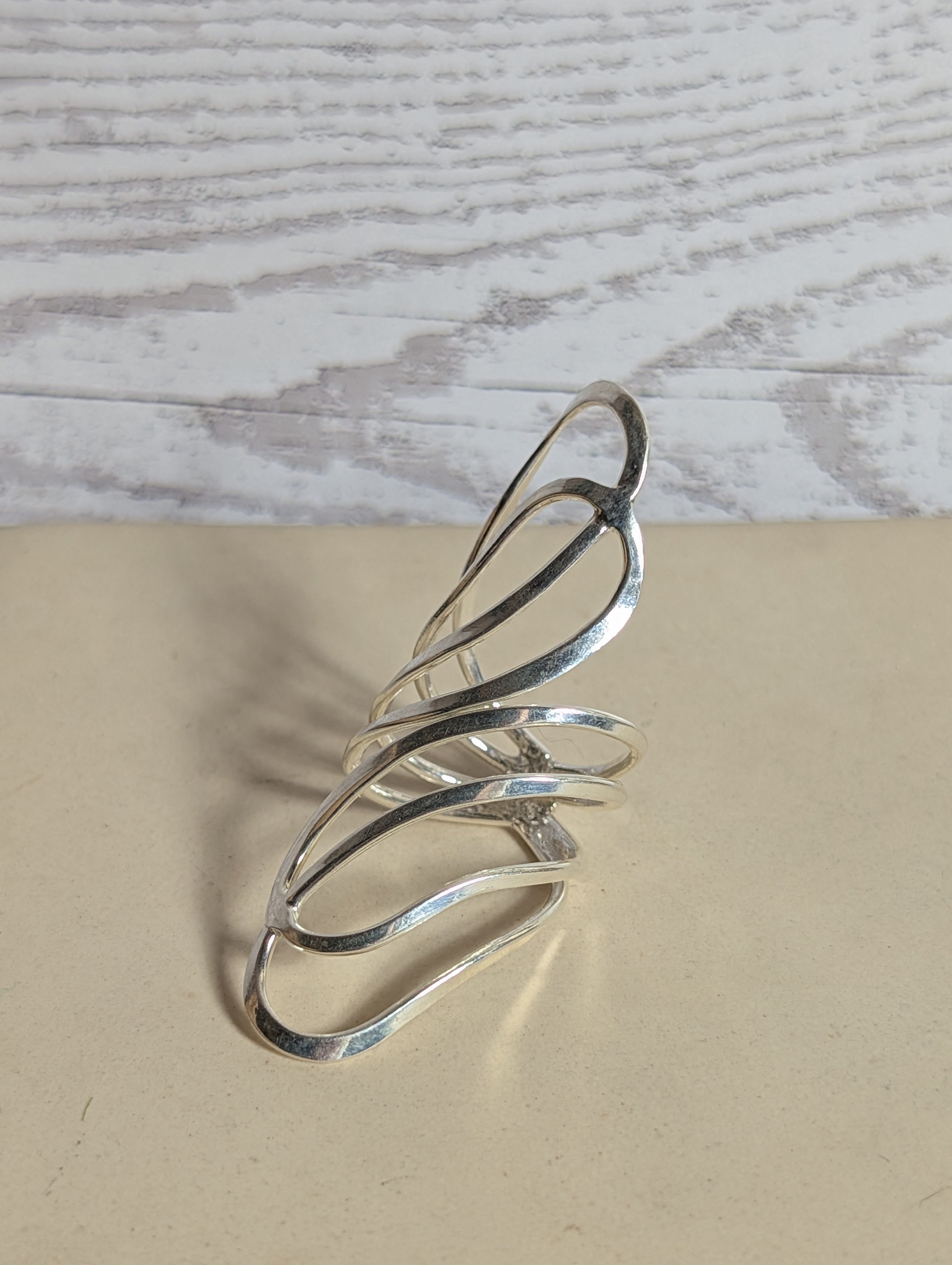 Sterling Silver Abstract Wire Wrapped Spiral Swirl Ring Size 7.5