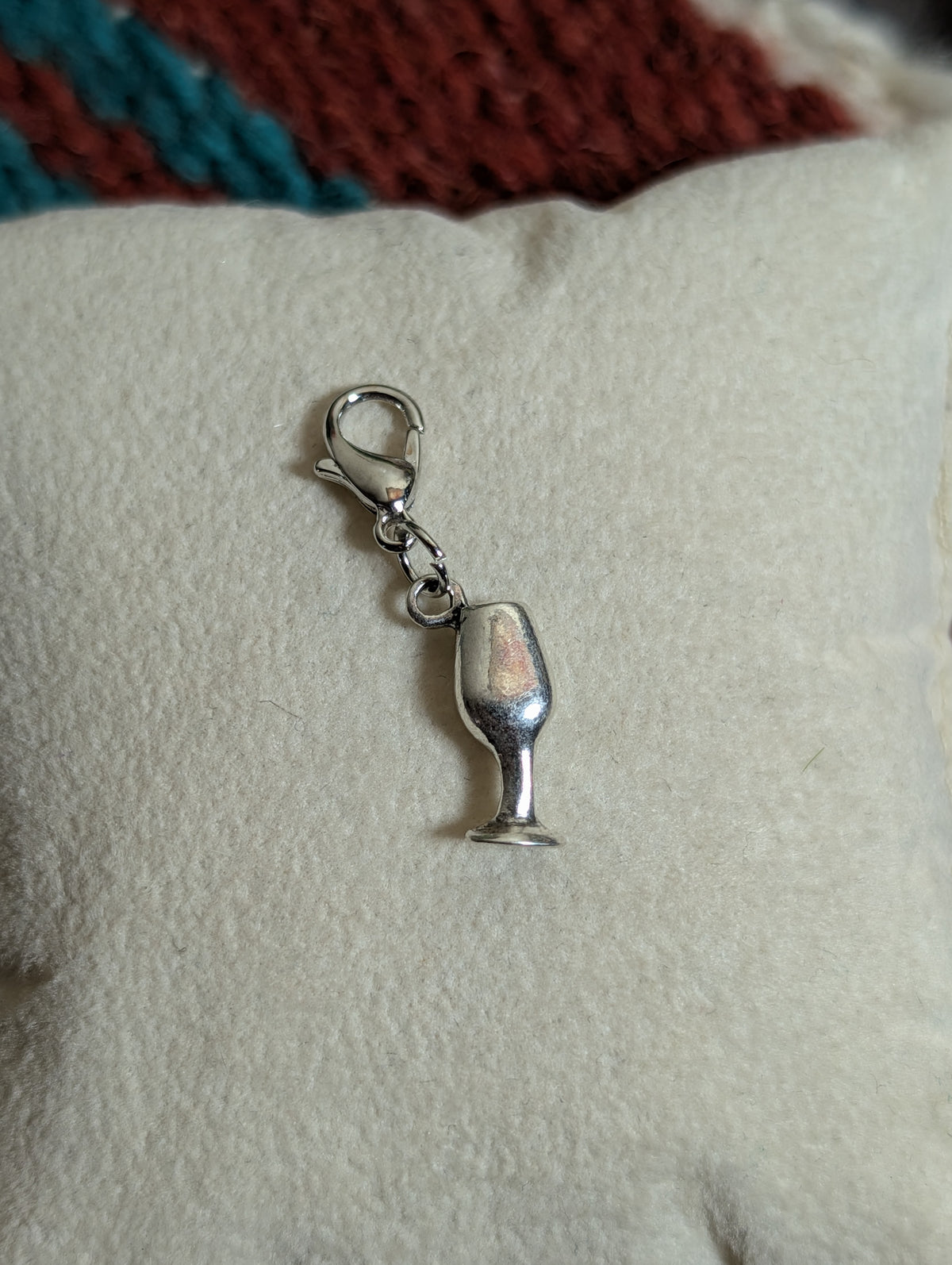 Handcrafted Wine Glass Charm Sterling Silver