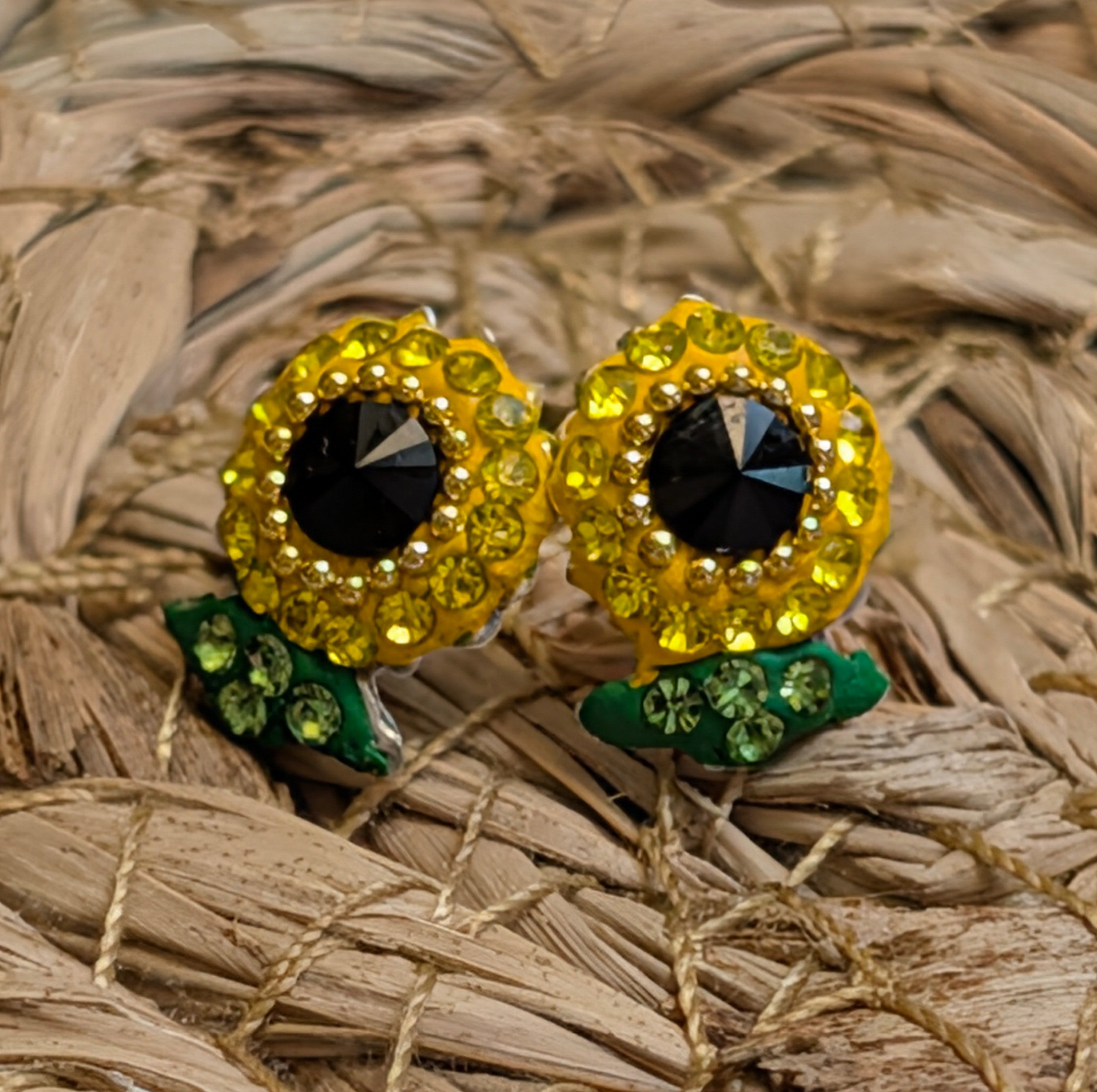 Sunflower CZ Sterling Silver Stud Earrings