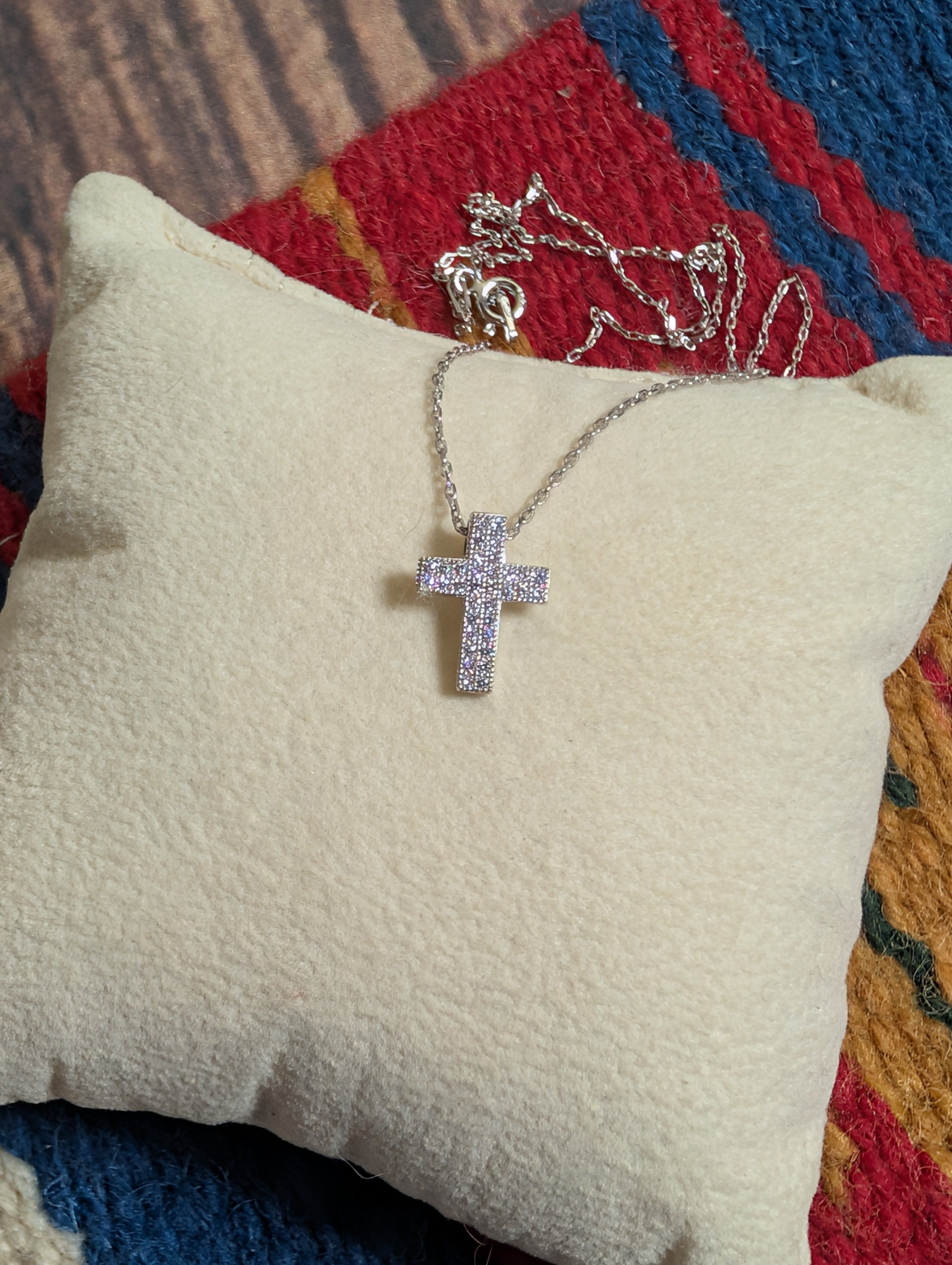 Small CZ Cross Sterling Silver Necklace