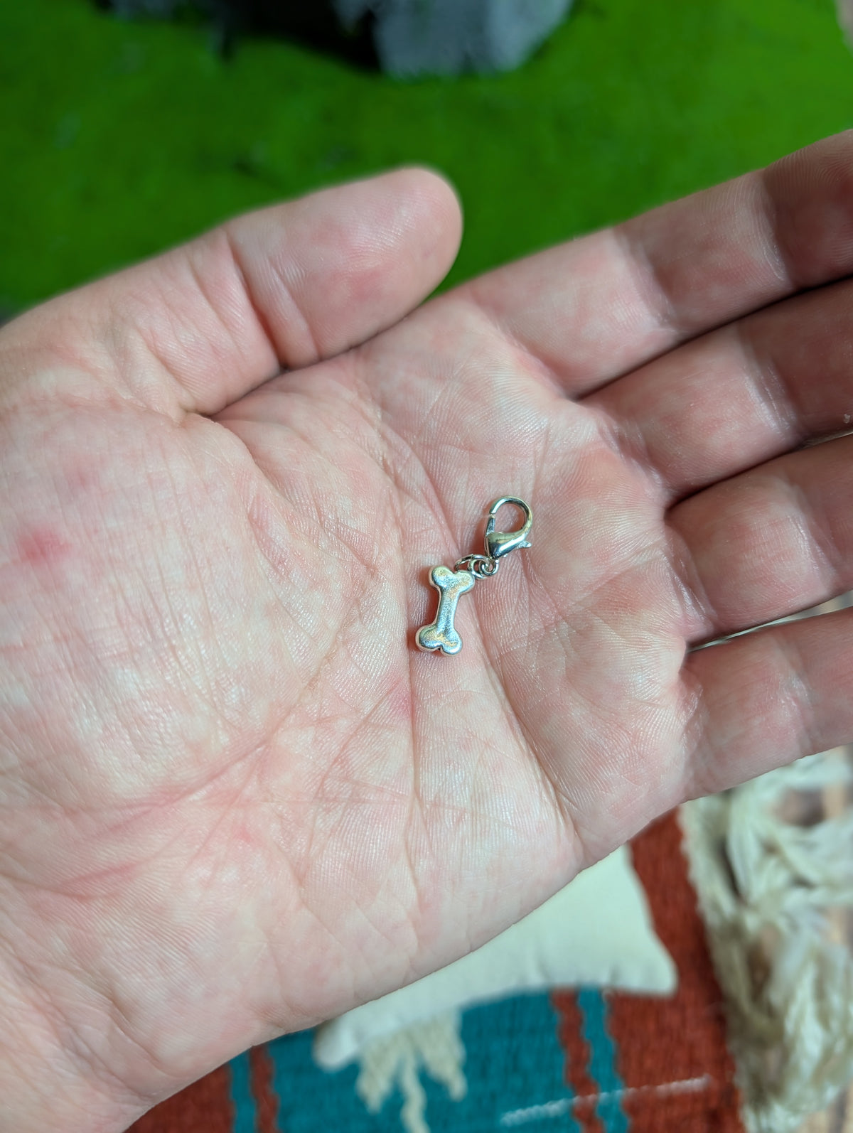Handcrafted Small Dog Bone Charm Sterling Silver