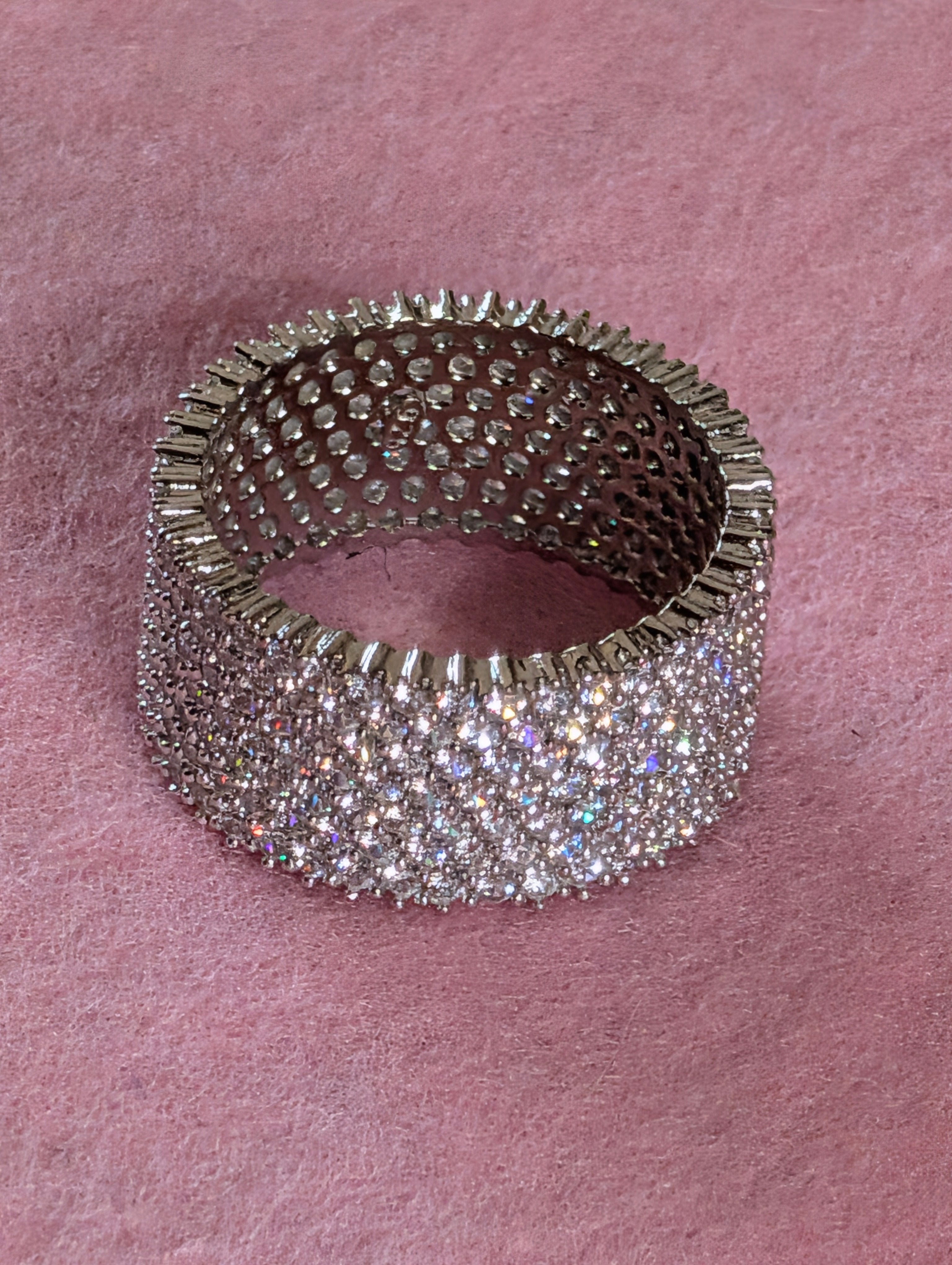 Sterling Silver Dazzling Iced Out CZ Paved Band Ring Size 9.5